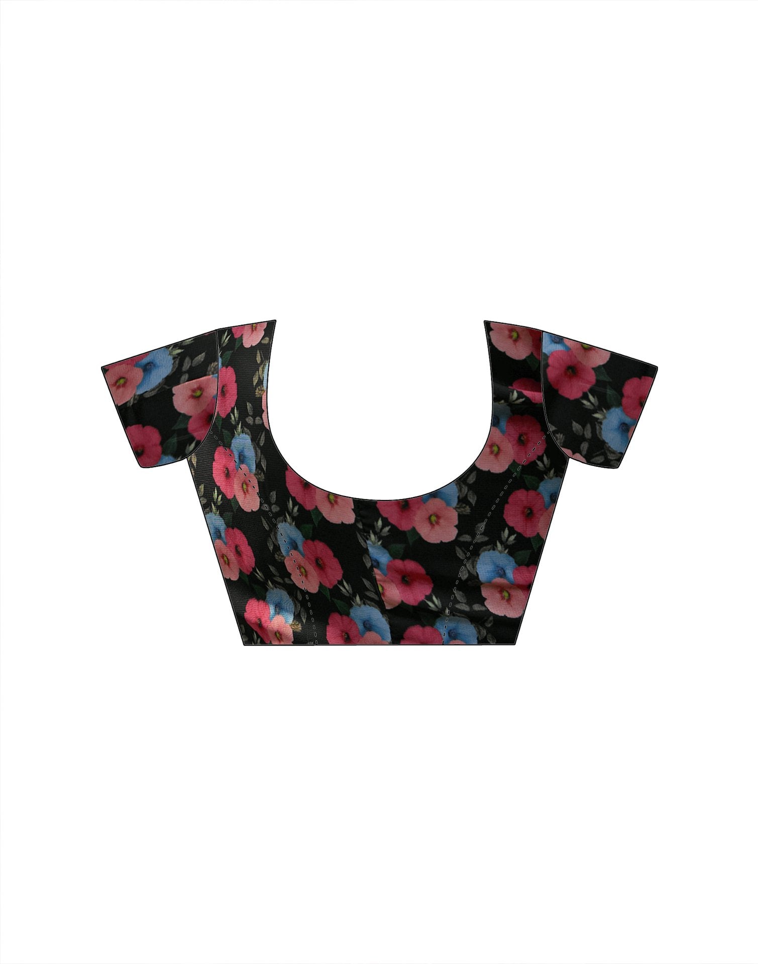 Black Georgette Floral Printed Saree