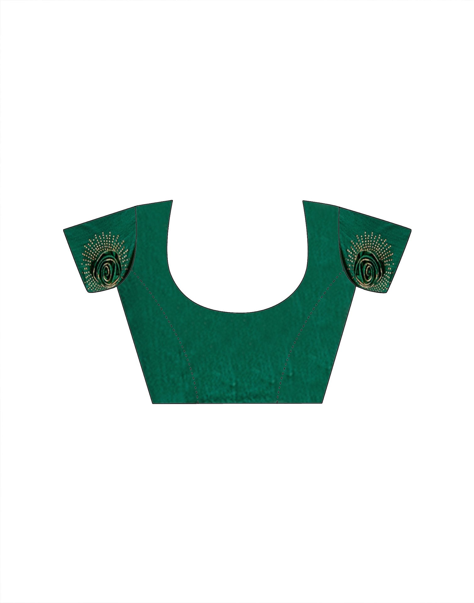 Dark Green Chiffon Woven Border Saree