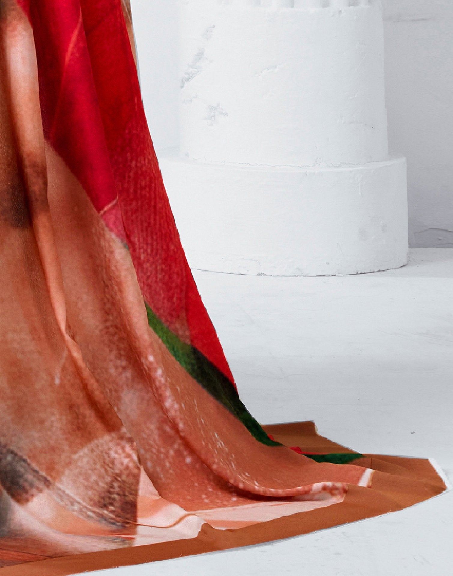 Peach Crepe Printed Saree