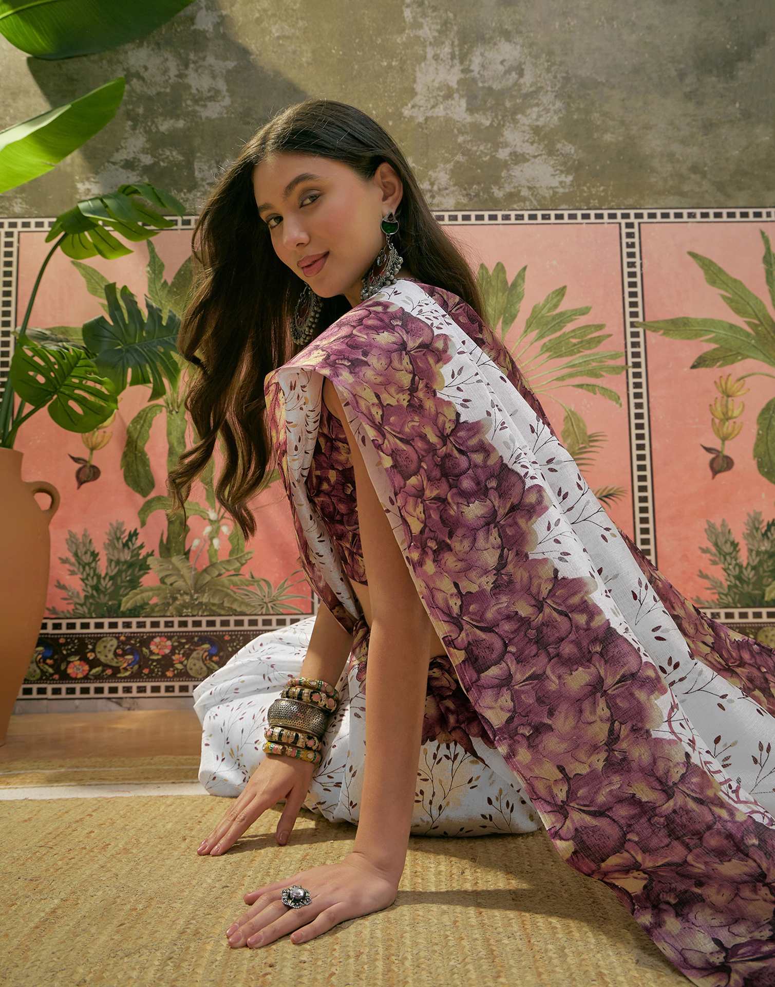 Off White Khadi Printed Saree