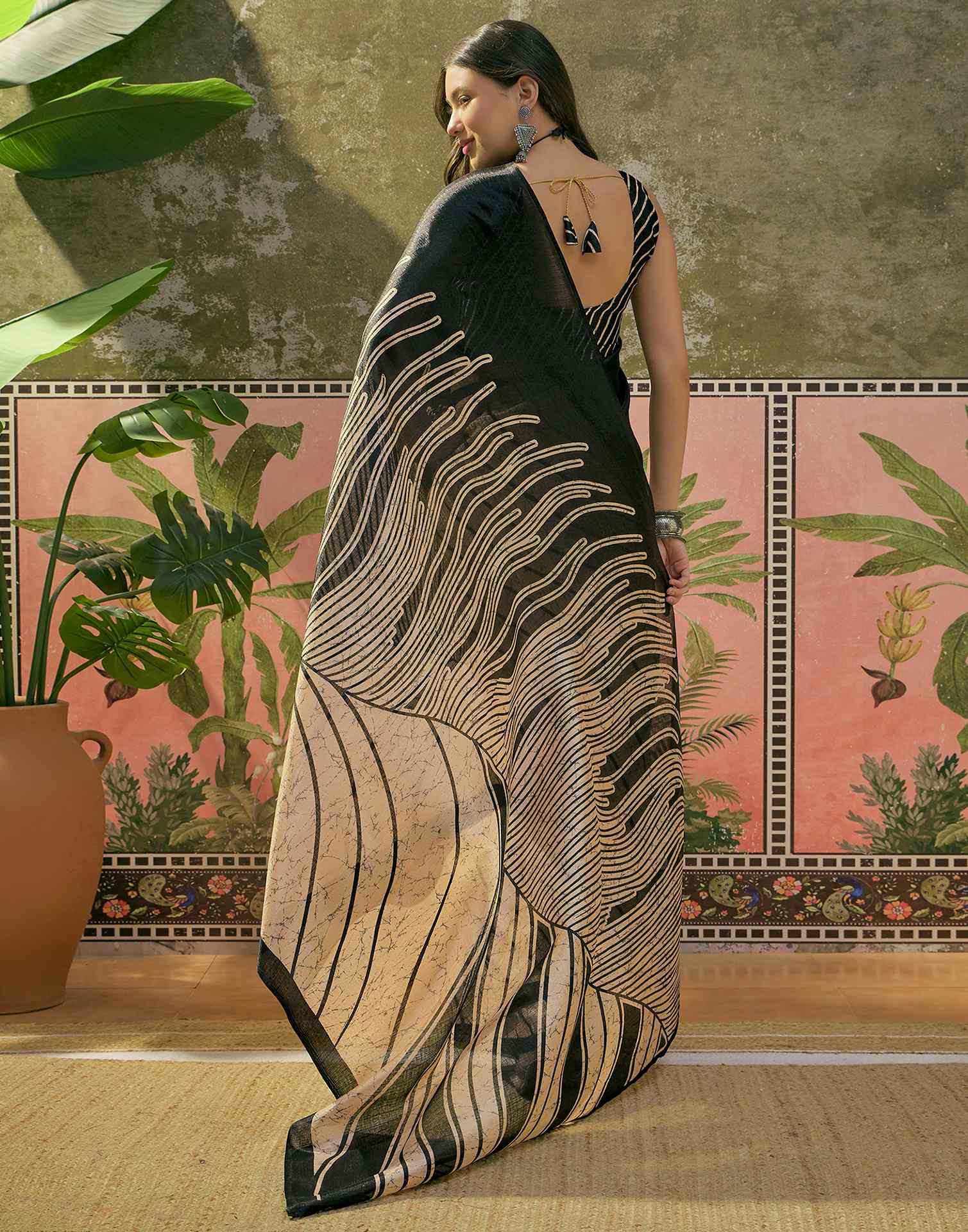 Peach Khadi Printed Saree