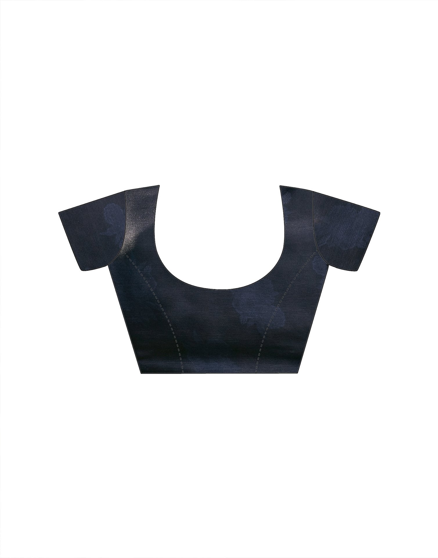 Navy Blue Satin Floral Printed Saree