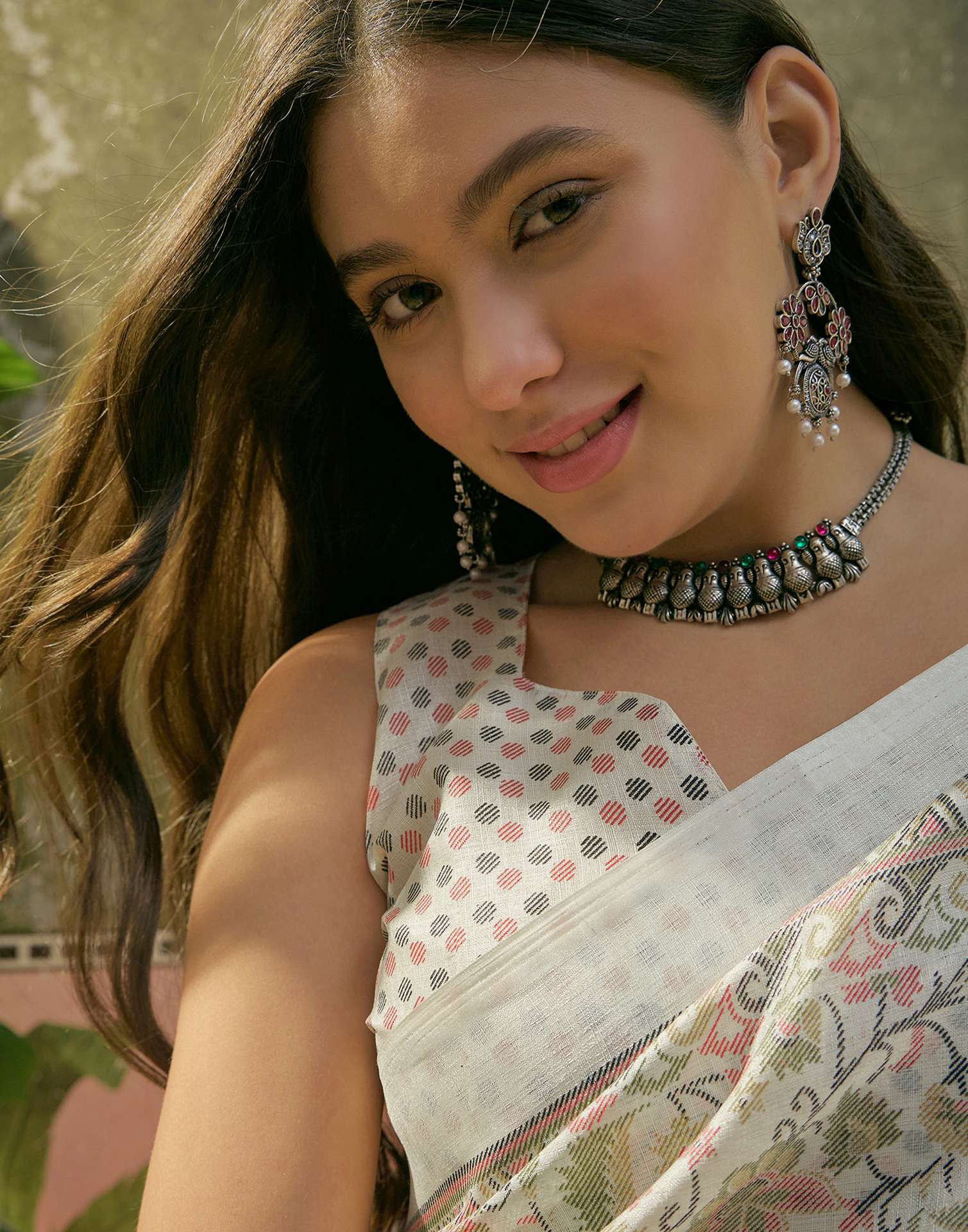 Off White Khadi Printed Saree