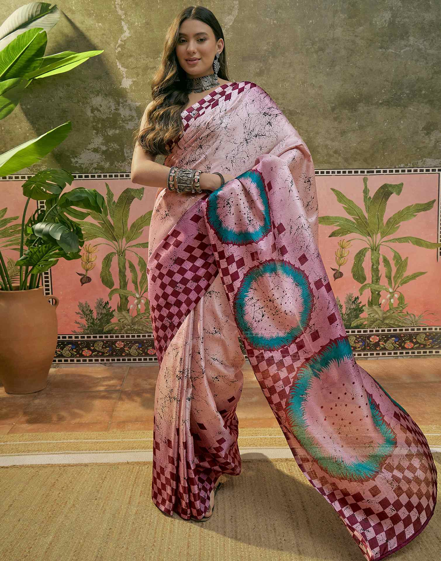 Mauve Khadi Printed Saree