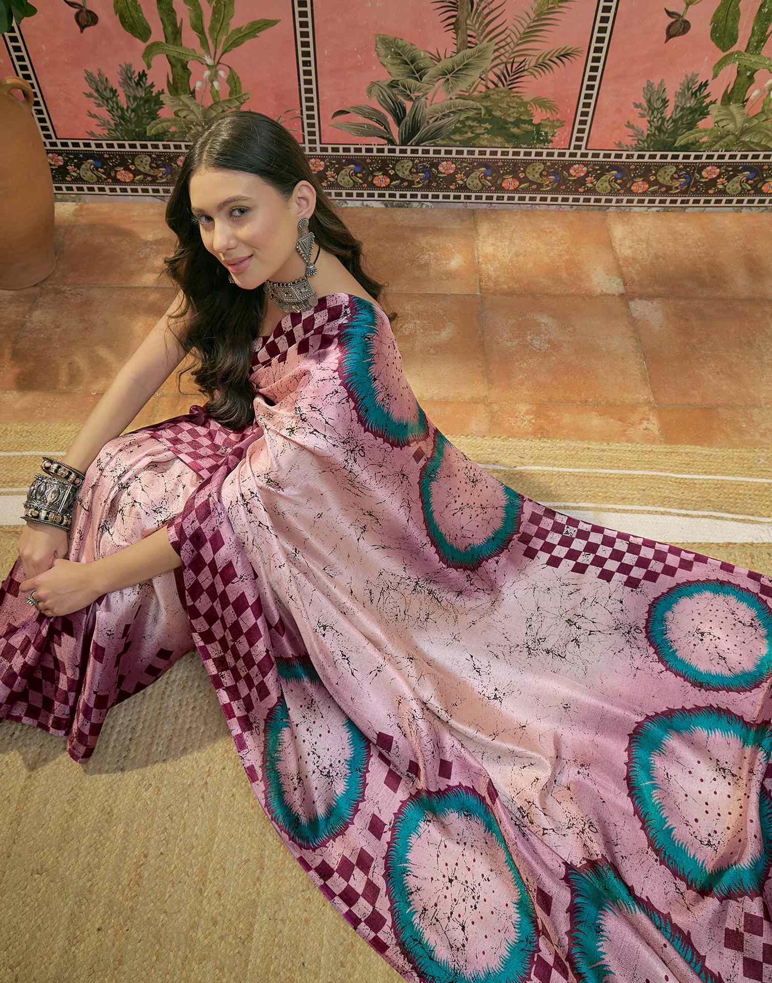 Mauve Khadi Printed Saree