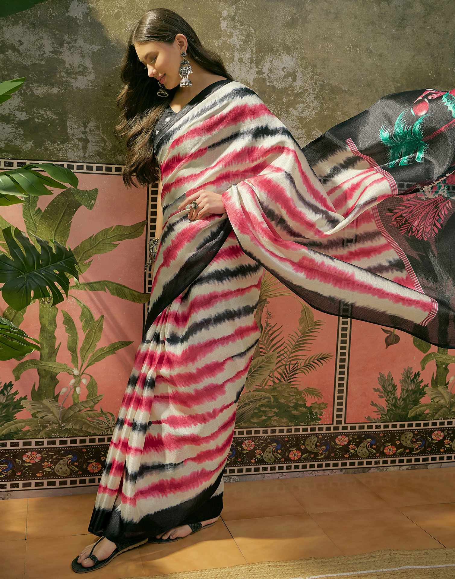 Off White Khadi Printed Saree