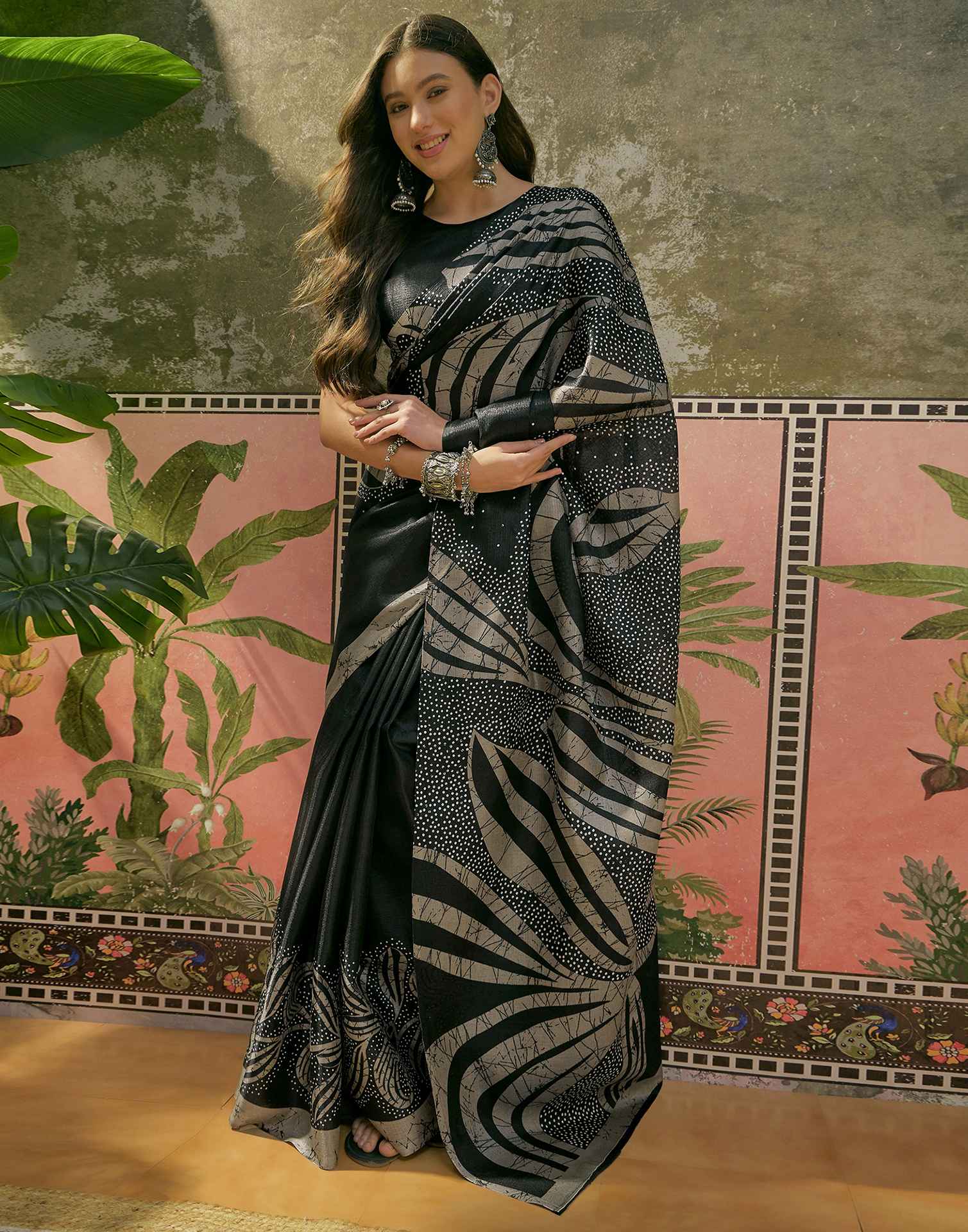 Black Khadi Printed Saree