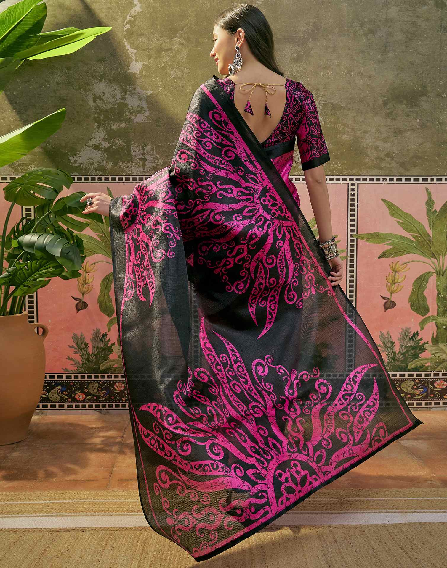 Pink Khadi Printed Saree