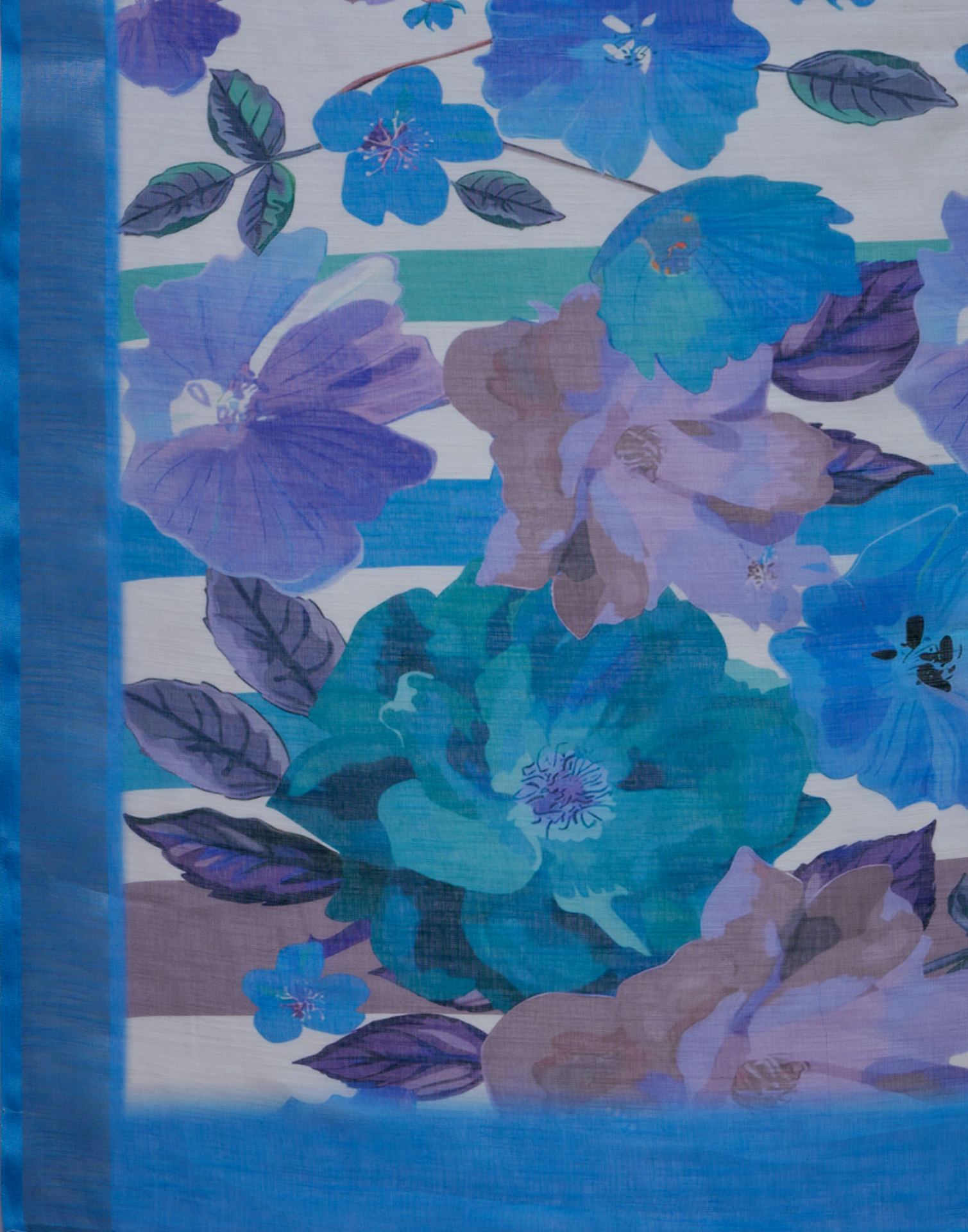 White Linen Floral Printed Saree