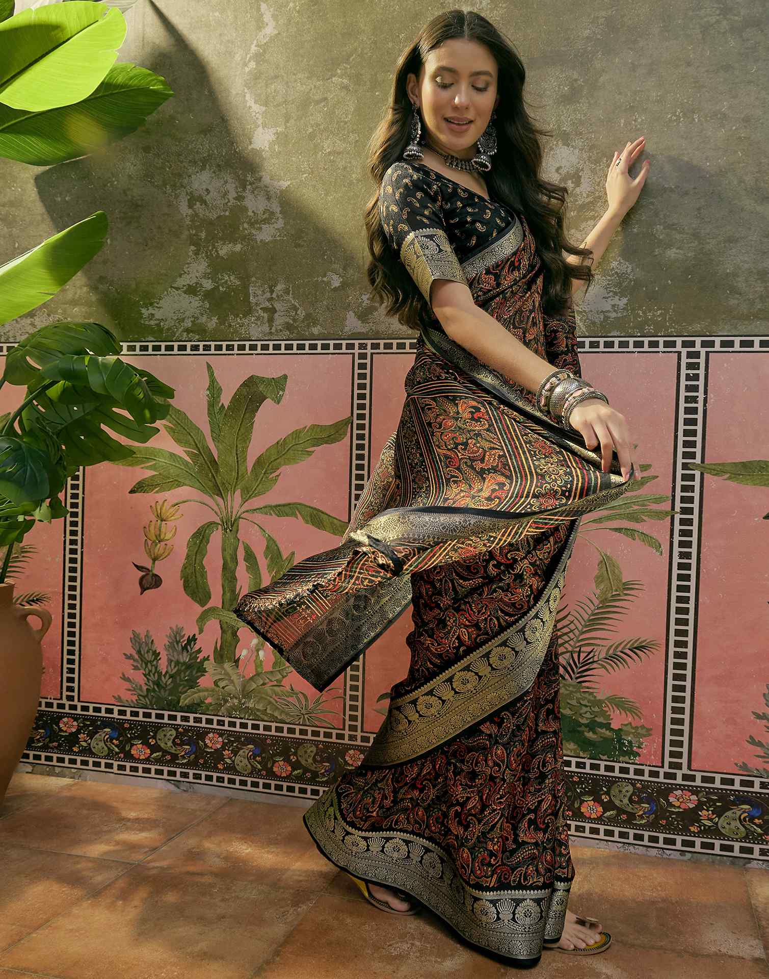 Black Georgette Printed Saree