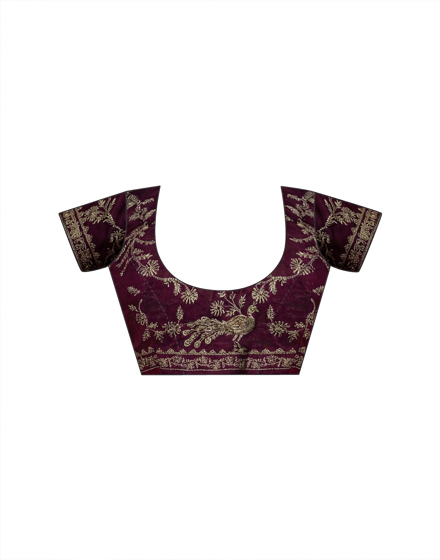 Wine Tissue Silk Embroidery Saree