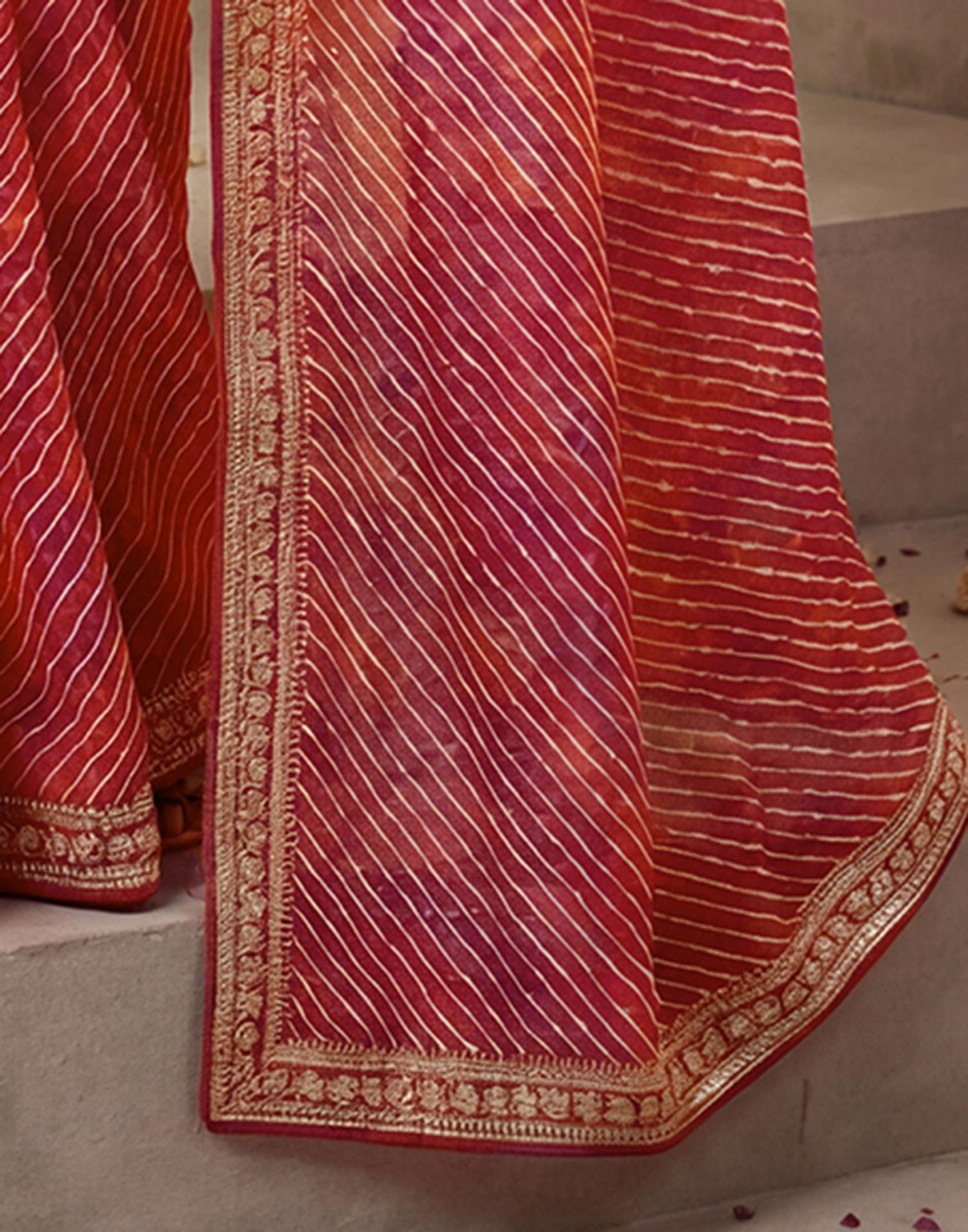 Pink Georgette Laheriya Printed Saree