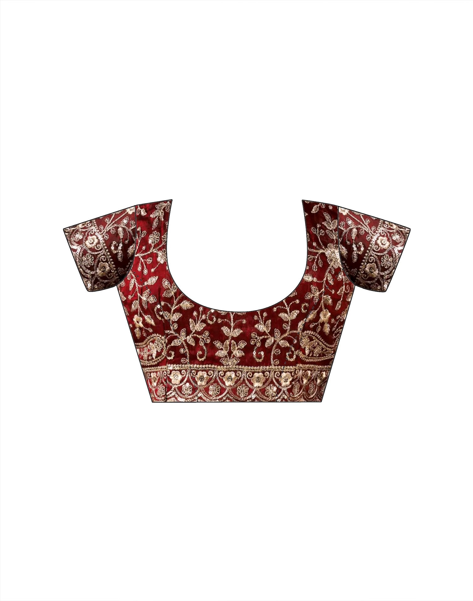 Maroon Tissue Satin Sequence Embroidery Saree