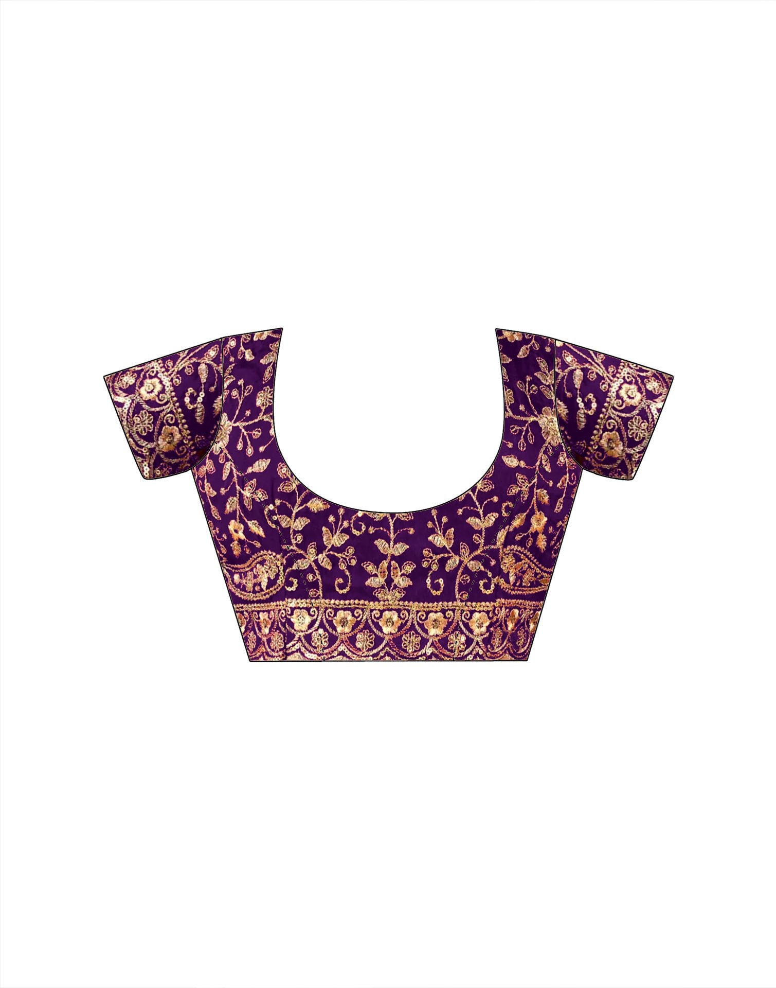 Purple Tissue Satin Sequence Embroidery Saree