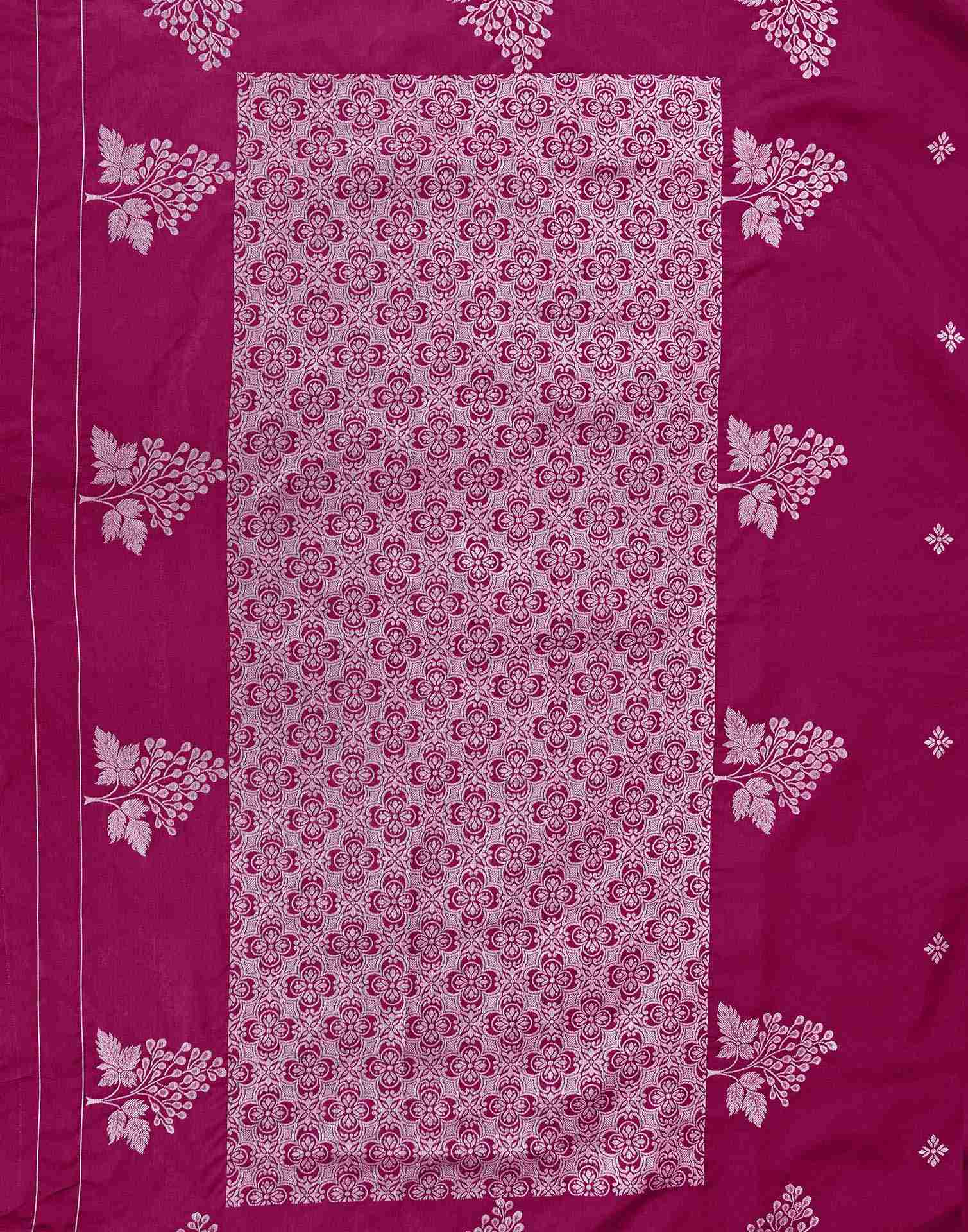 Rani Pink Silk Woven Banarasi Saree