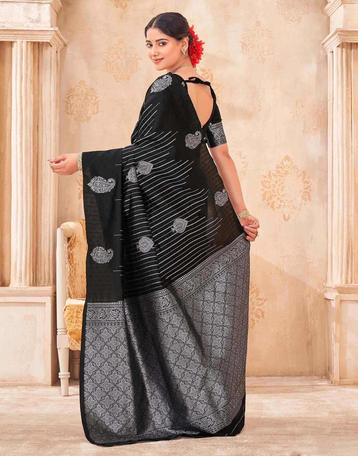Black Silk Woven Banarasi Saree