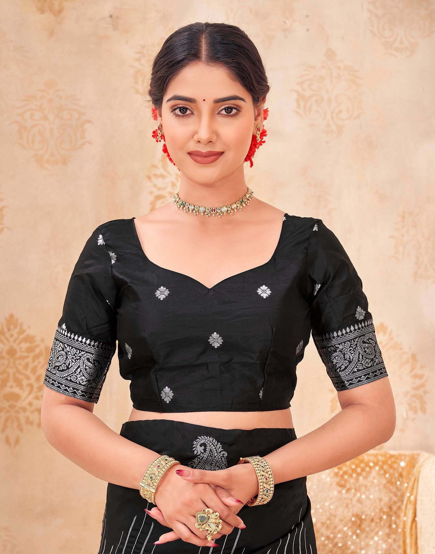 Black Silk Woven Banarasi Saree