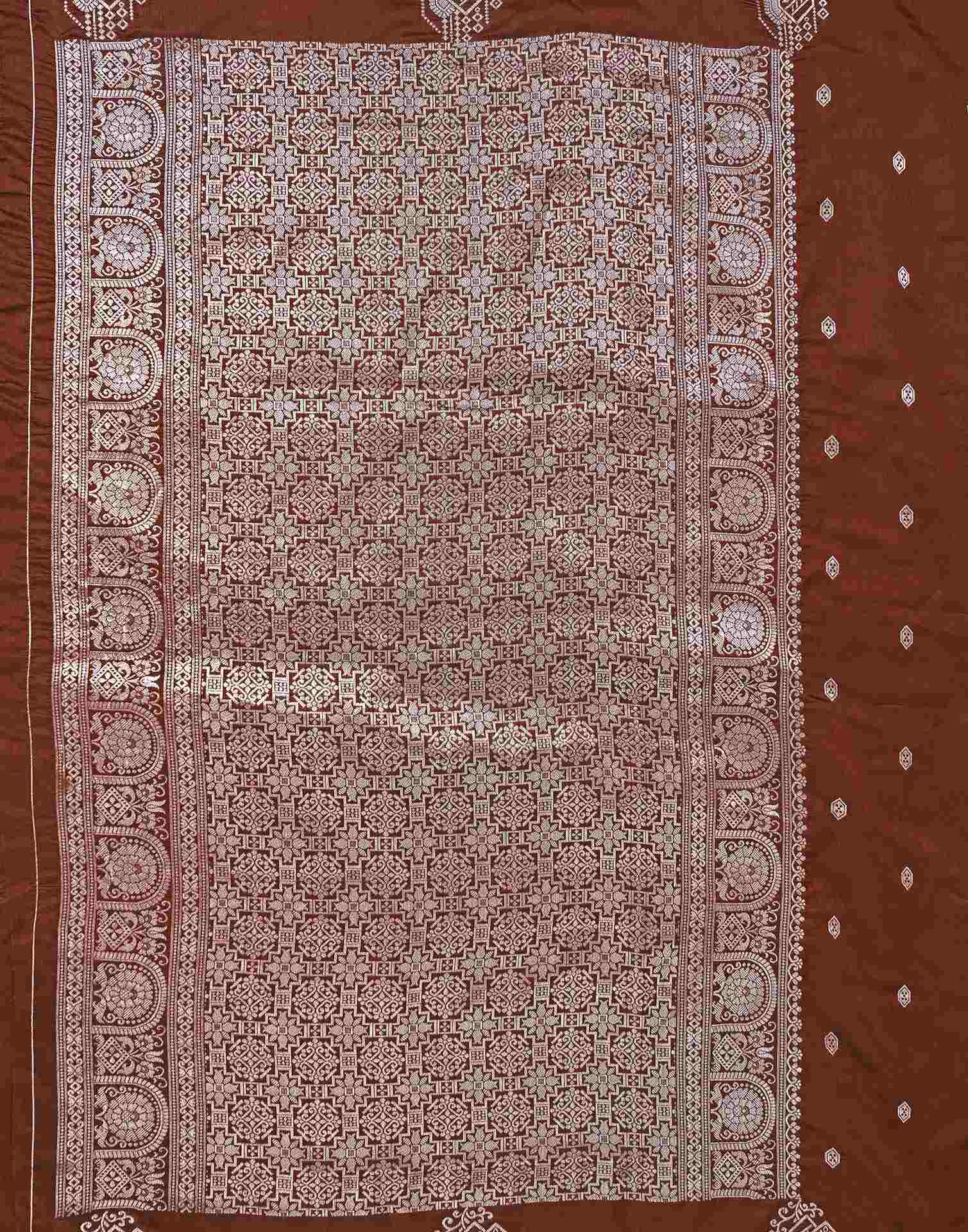 Rust Silk Woven Banarasi Saree