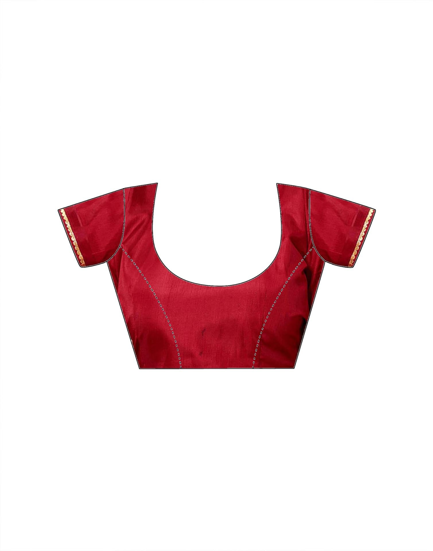 Maroon Vichitra Silk Foil Printed Saree