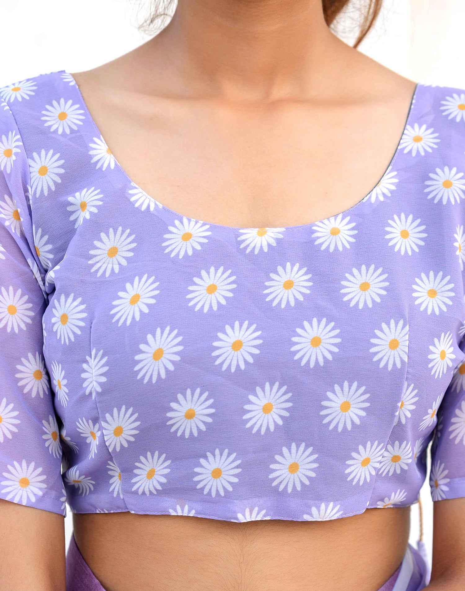 Ready To Wear Light Purple Georgette Floral Printed Saree