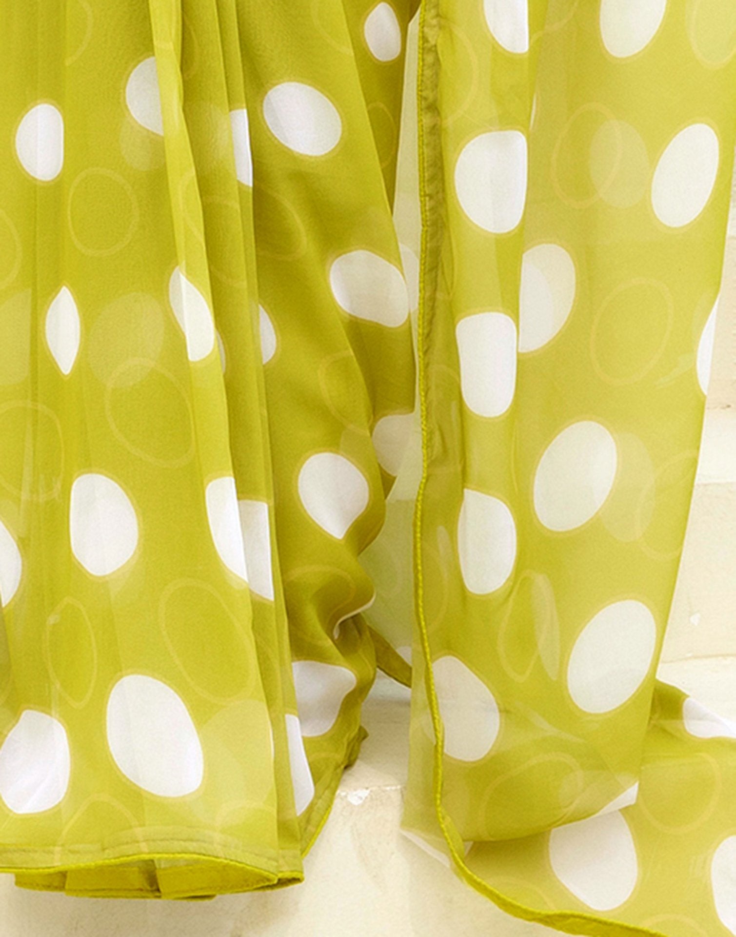 Ready To Wear Lime Green Georgette Printed Saree