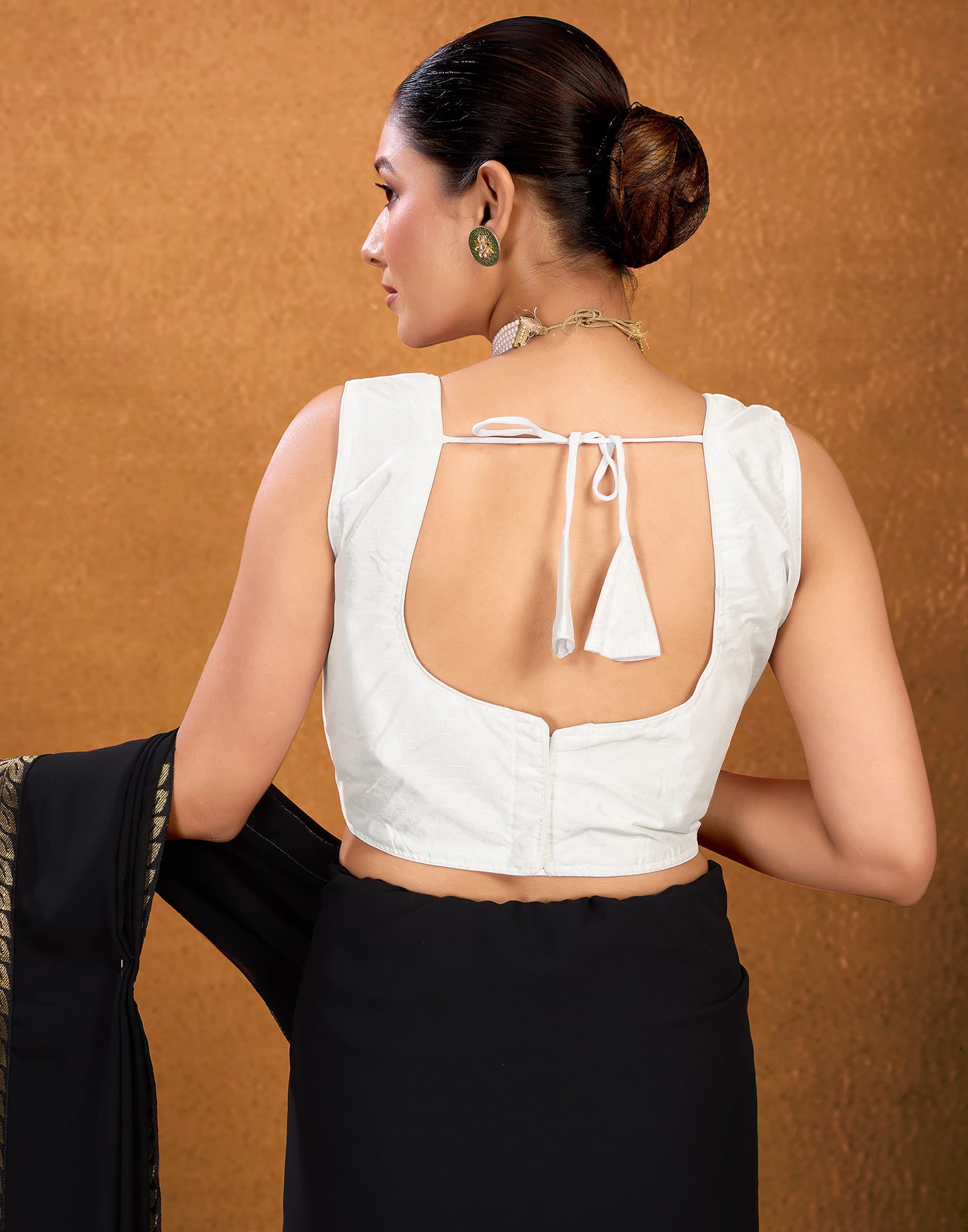 White Silk Solid Plain Blouse