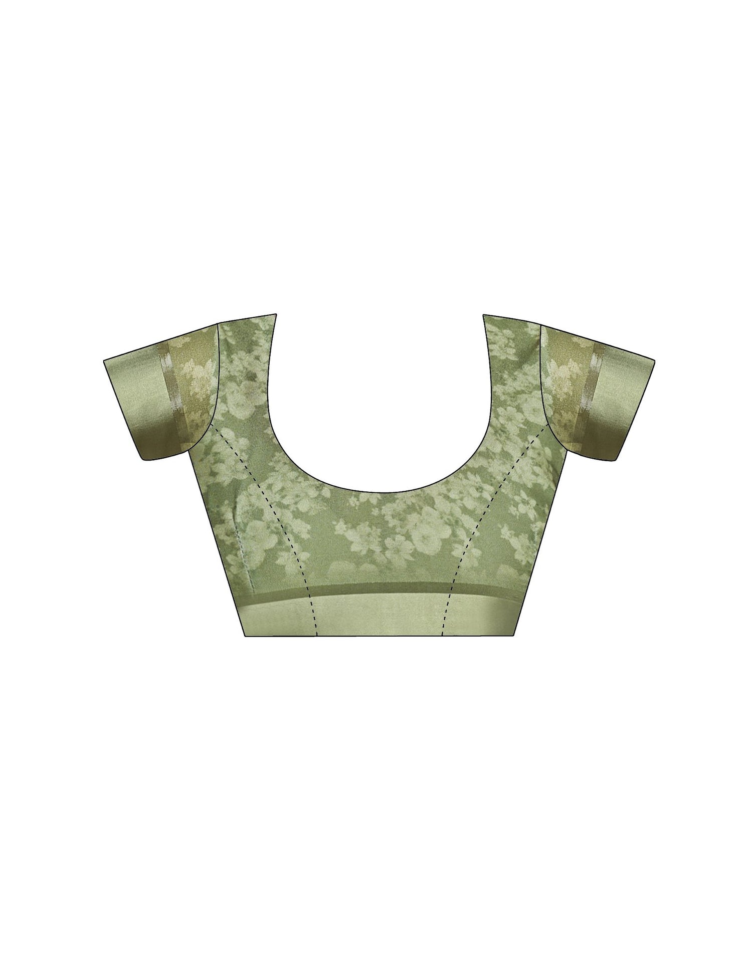 Ready To Wear Olive Green Georgette Floral Printed Saree