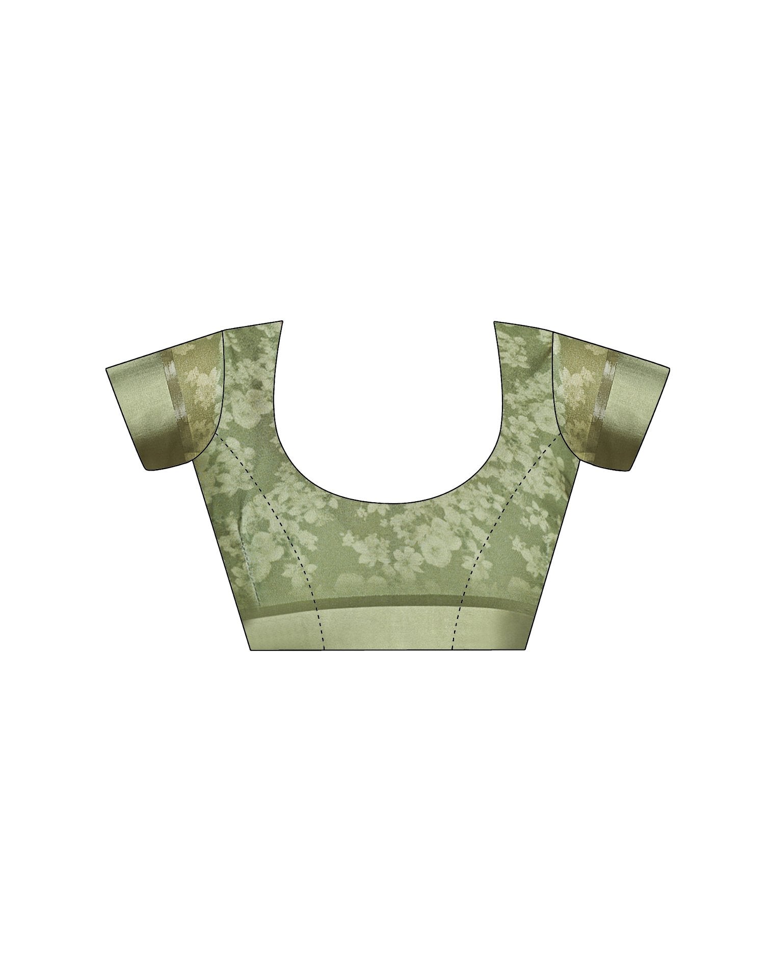 Ready To Wear Olive Green Georgette Floral Printed Saree