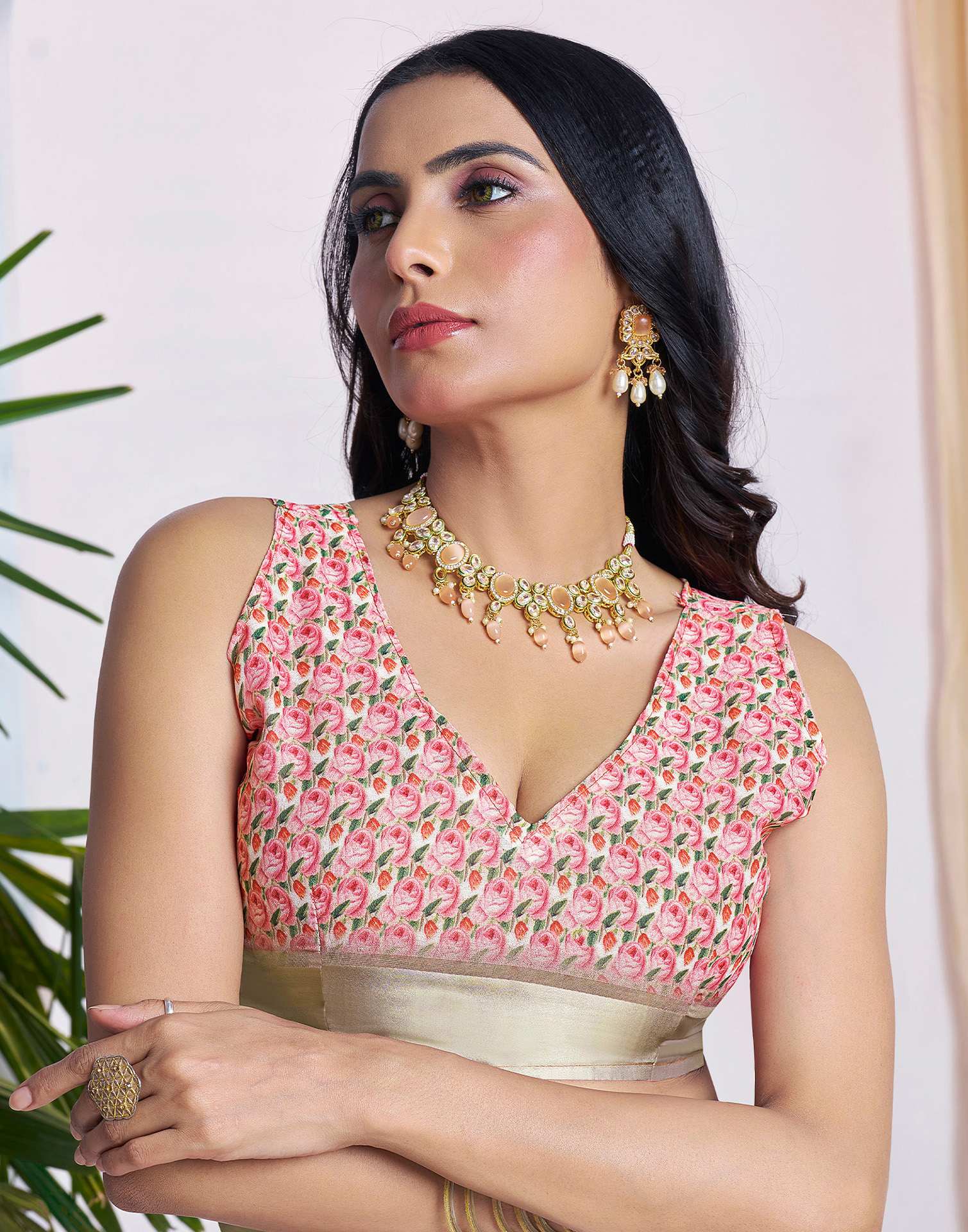 Ready To Wear White Georgette Floral Printed Saree