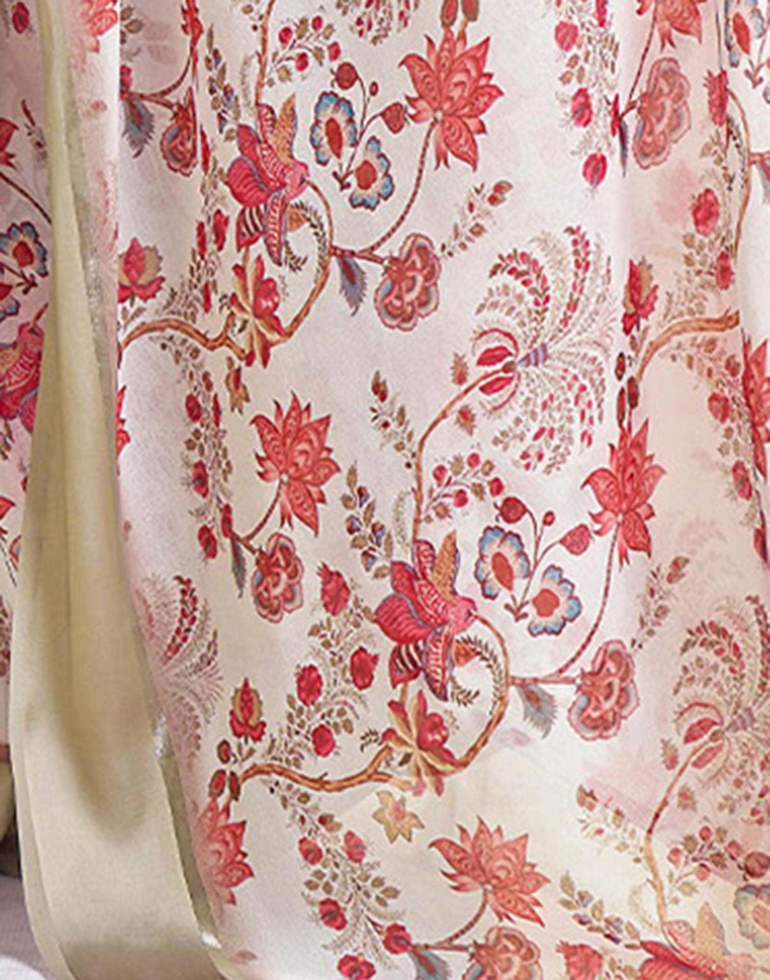 Ready To Wear White Georgette Floral Printed Saree