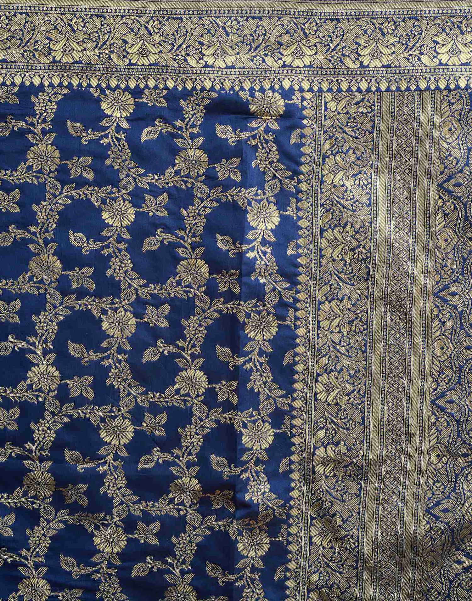 Navy Blue Silk Woven Banarasi Saree