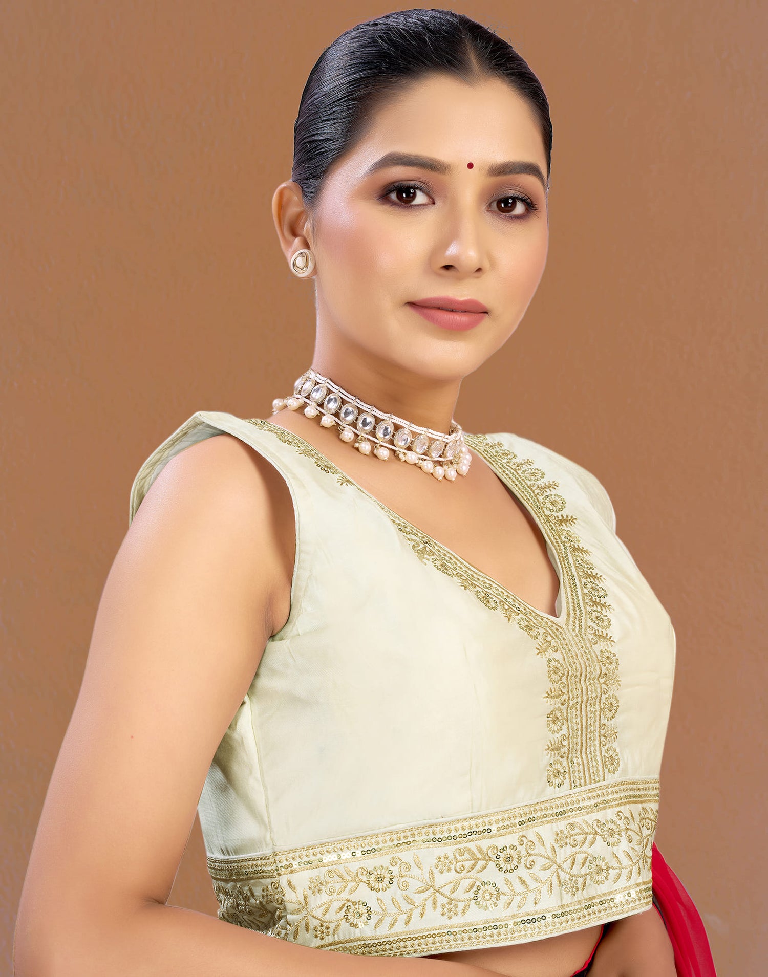 Cream Silk Sequence Blouse