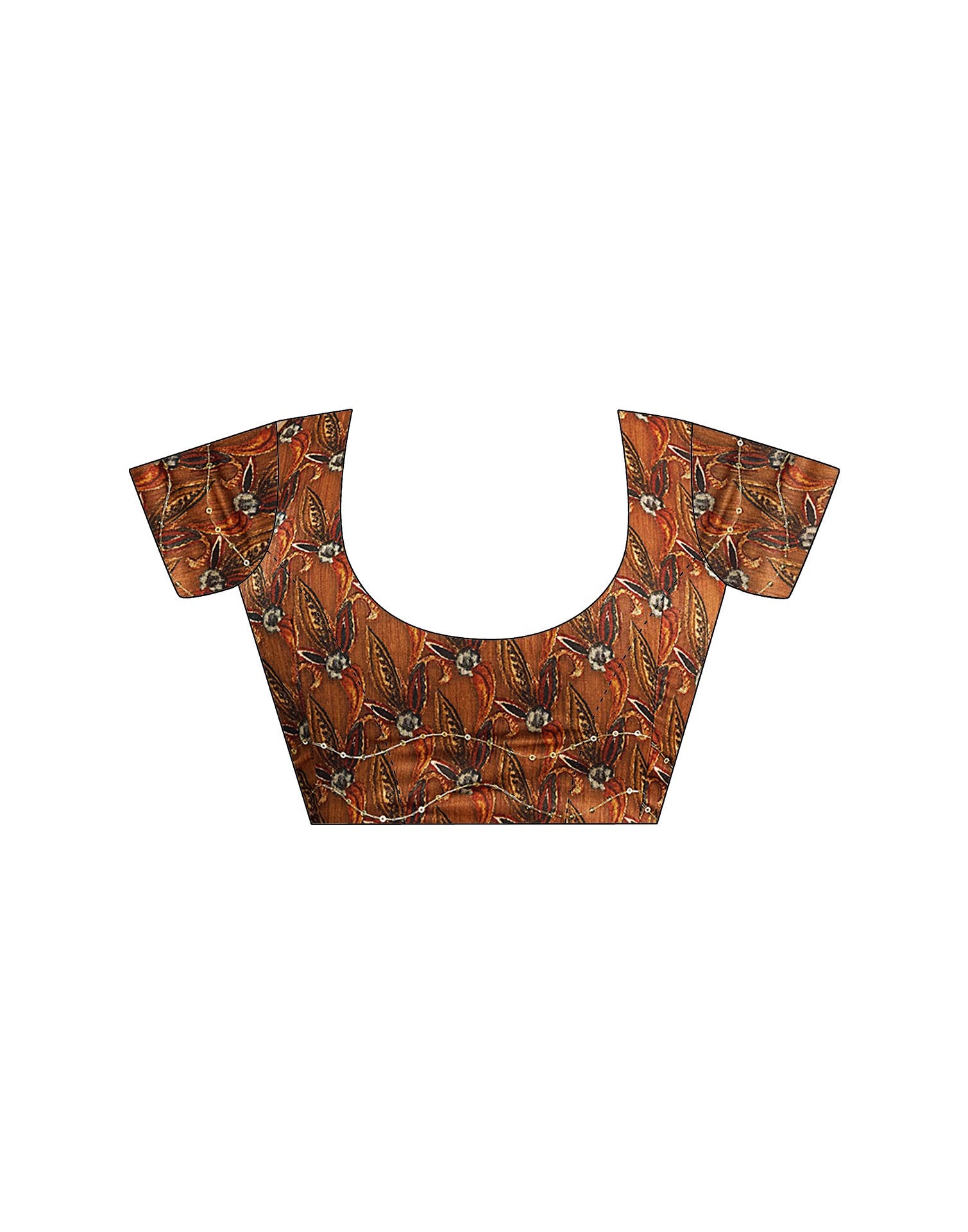 Ready To Wear Brown Chanderi Embroidery Floral Printed Saree