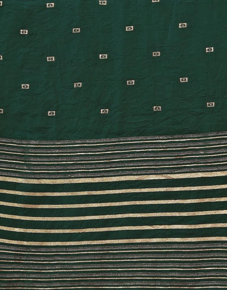 Bottle Green Embroidered Kurta With Pant And Dupatta