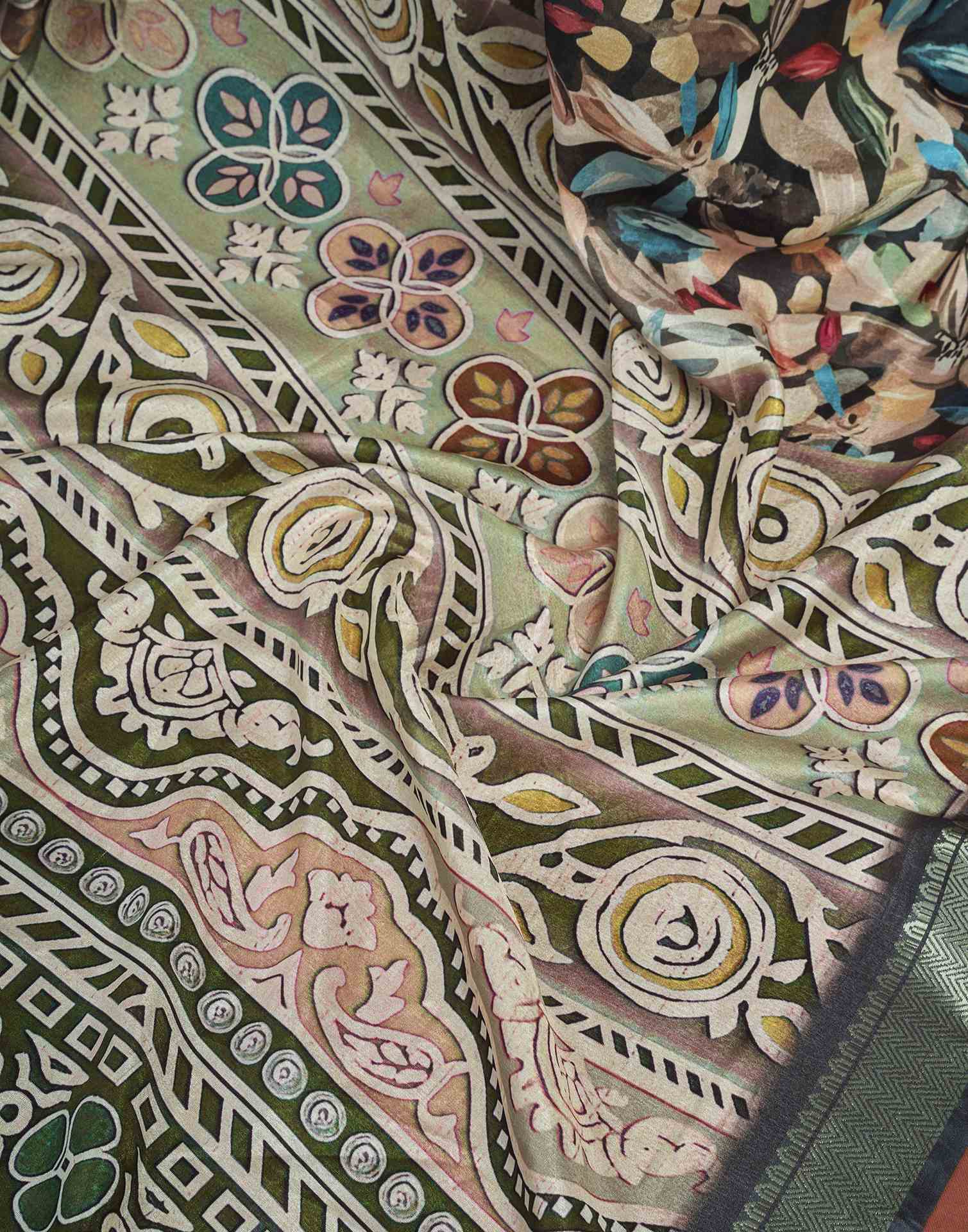 Ready To Wear Black Dola Silk Printed Saree
