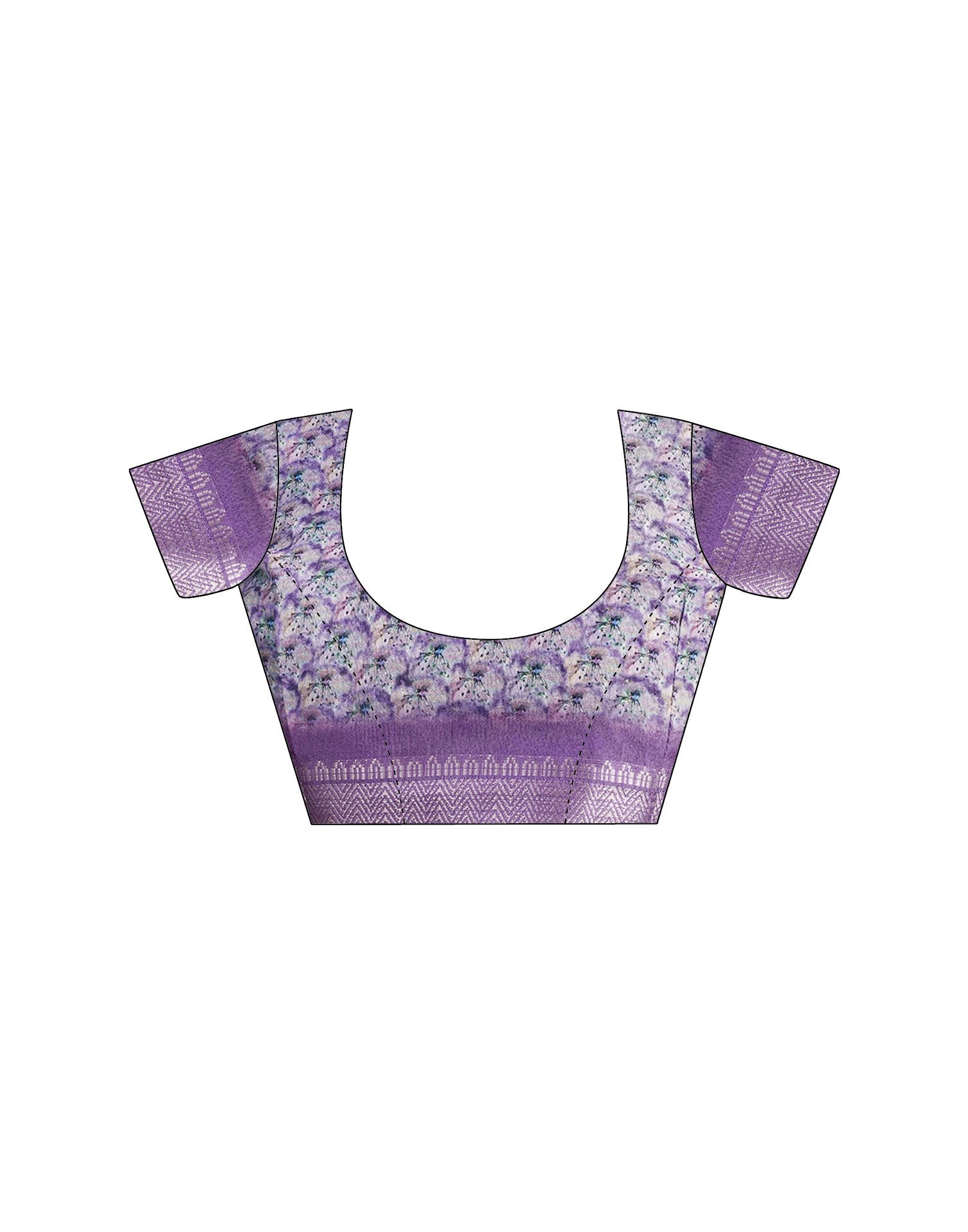 Ready To Wear Violet Dola Silk Printed Saree