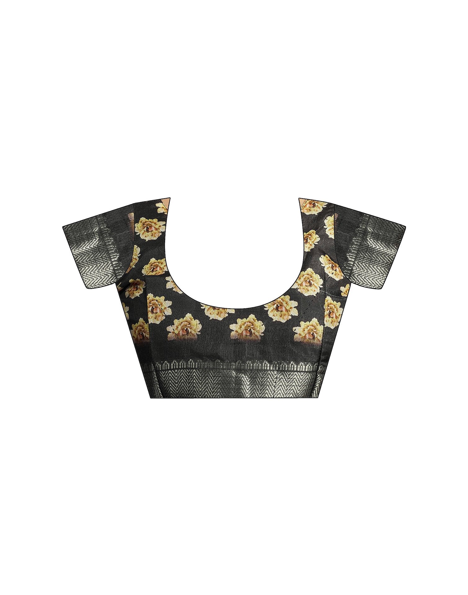 Ready To Wear Black Dola Silk Printed Saree