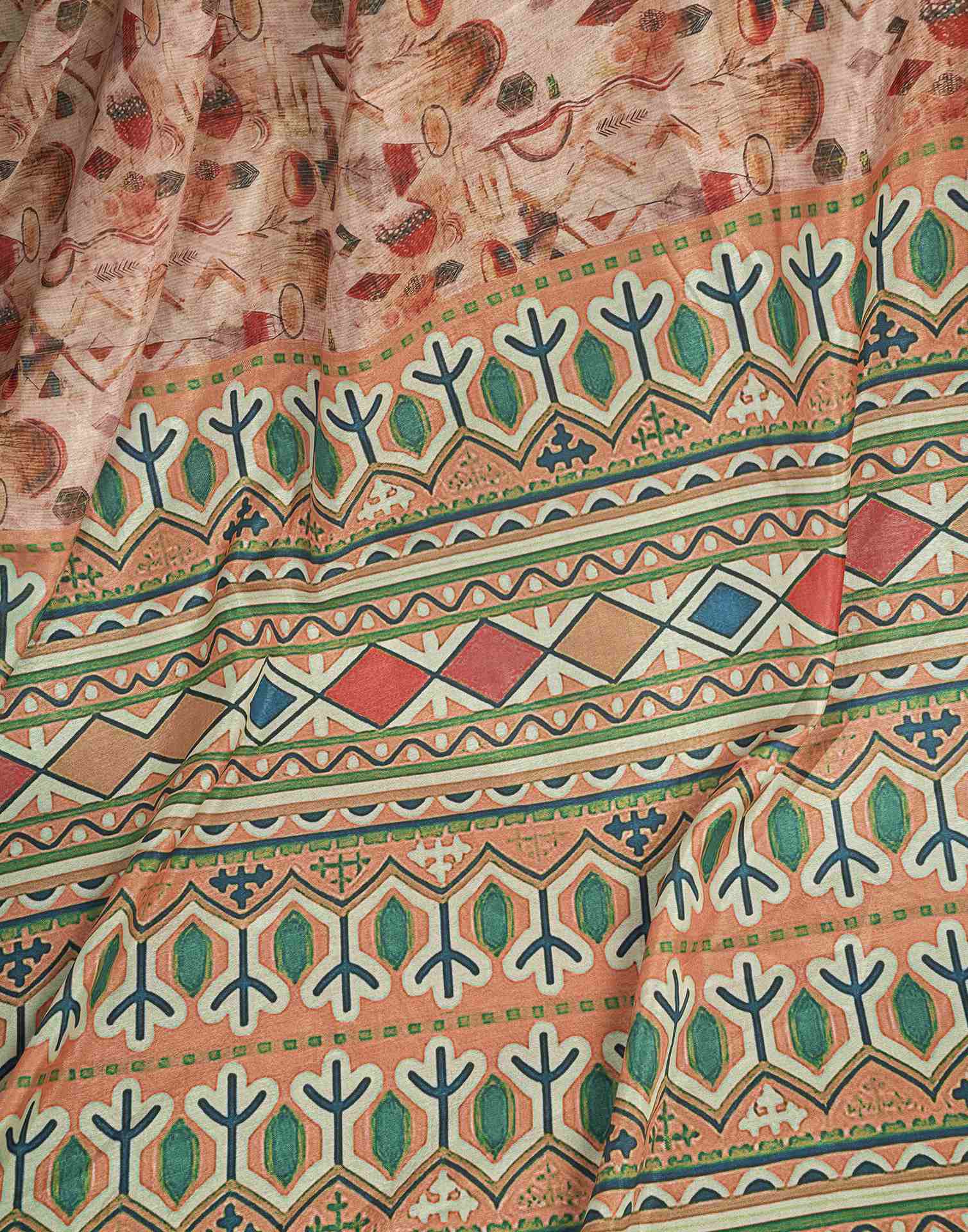 Ready To Wear Rose Pink Dola Silk Printed Saree