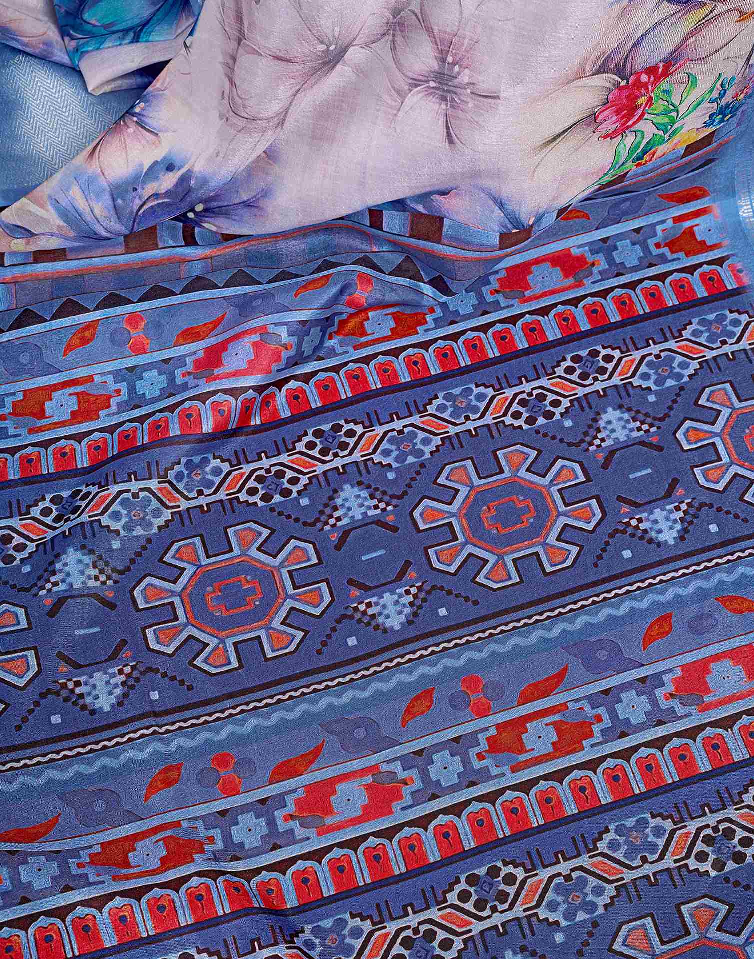 Ready To Wear Rose Pink Dola Silk Printed Saree