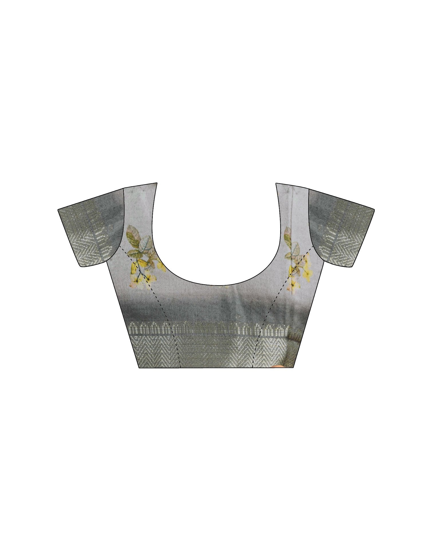 Ready To Wear Light Grey Dola Silk Printed Saree