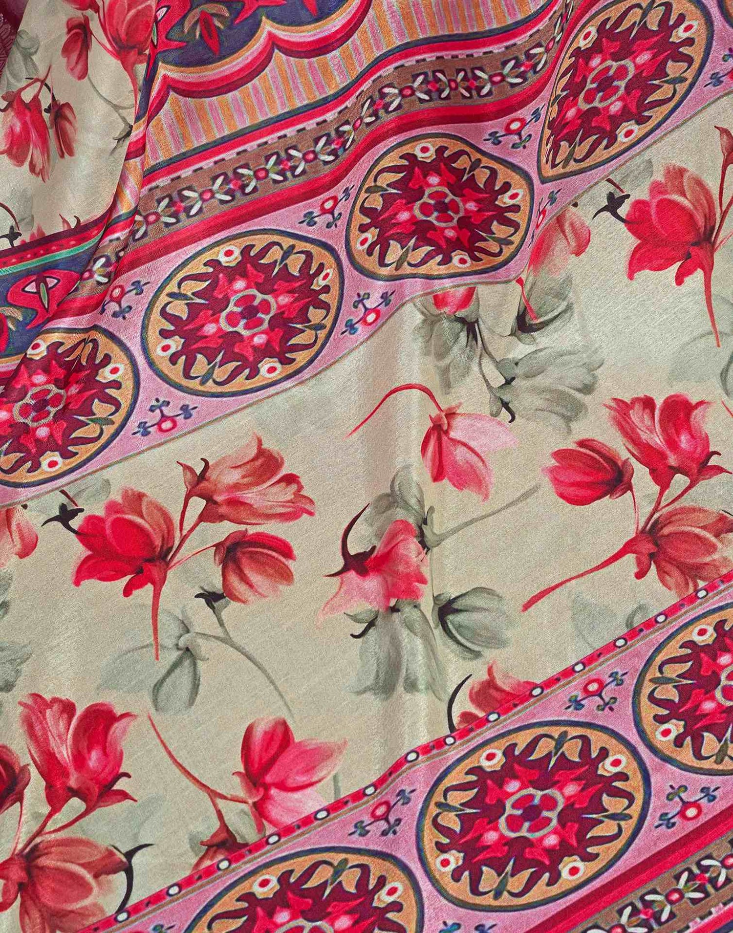 Ready To Wear Ligh Pista Green Dola Silk Printed Saree