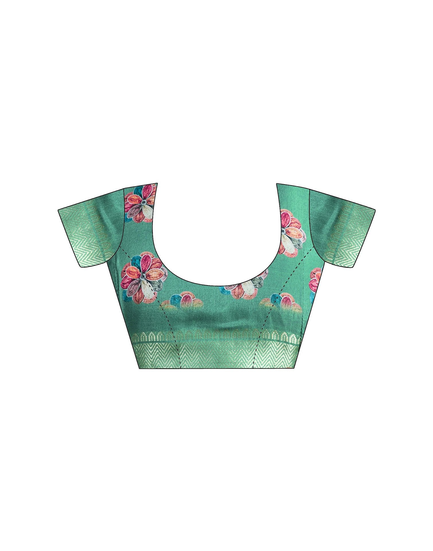 Ready To Wear Sea Green Dola Silk Printed Saree