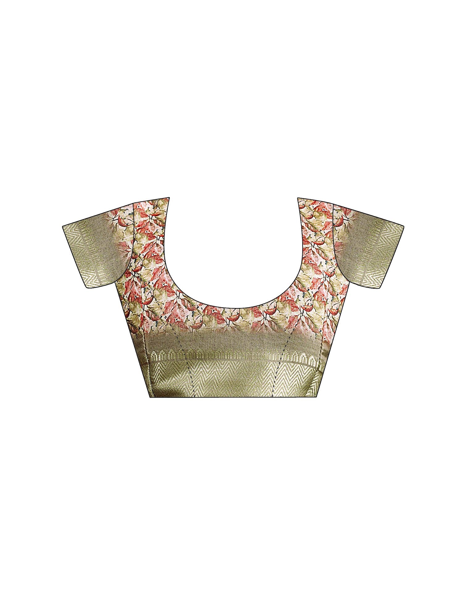 Ready To Wear Khaki Dola Silk Printed Saree