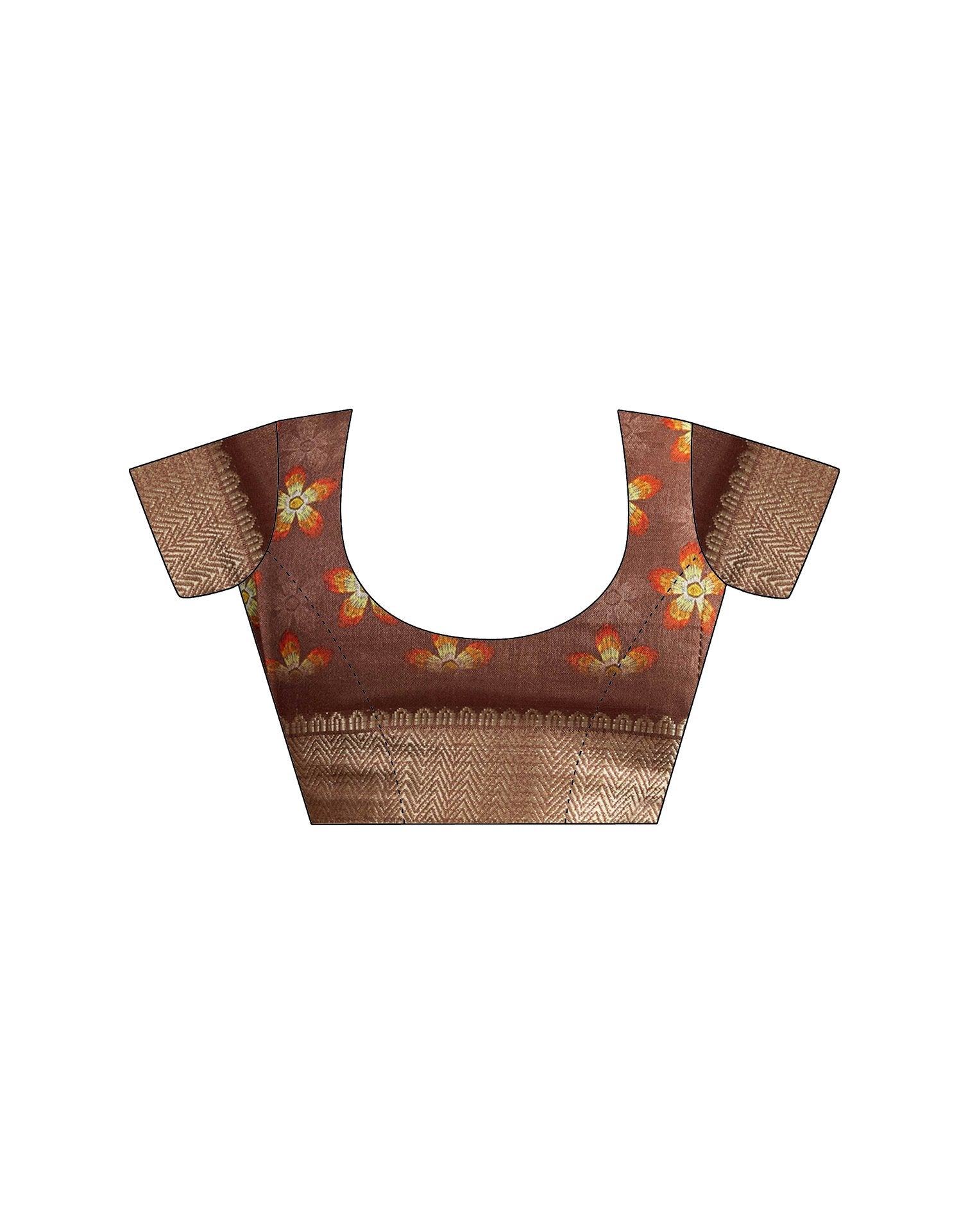 Ready To Wear Brown Dola Silk Printed Saree