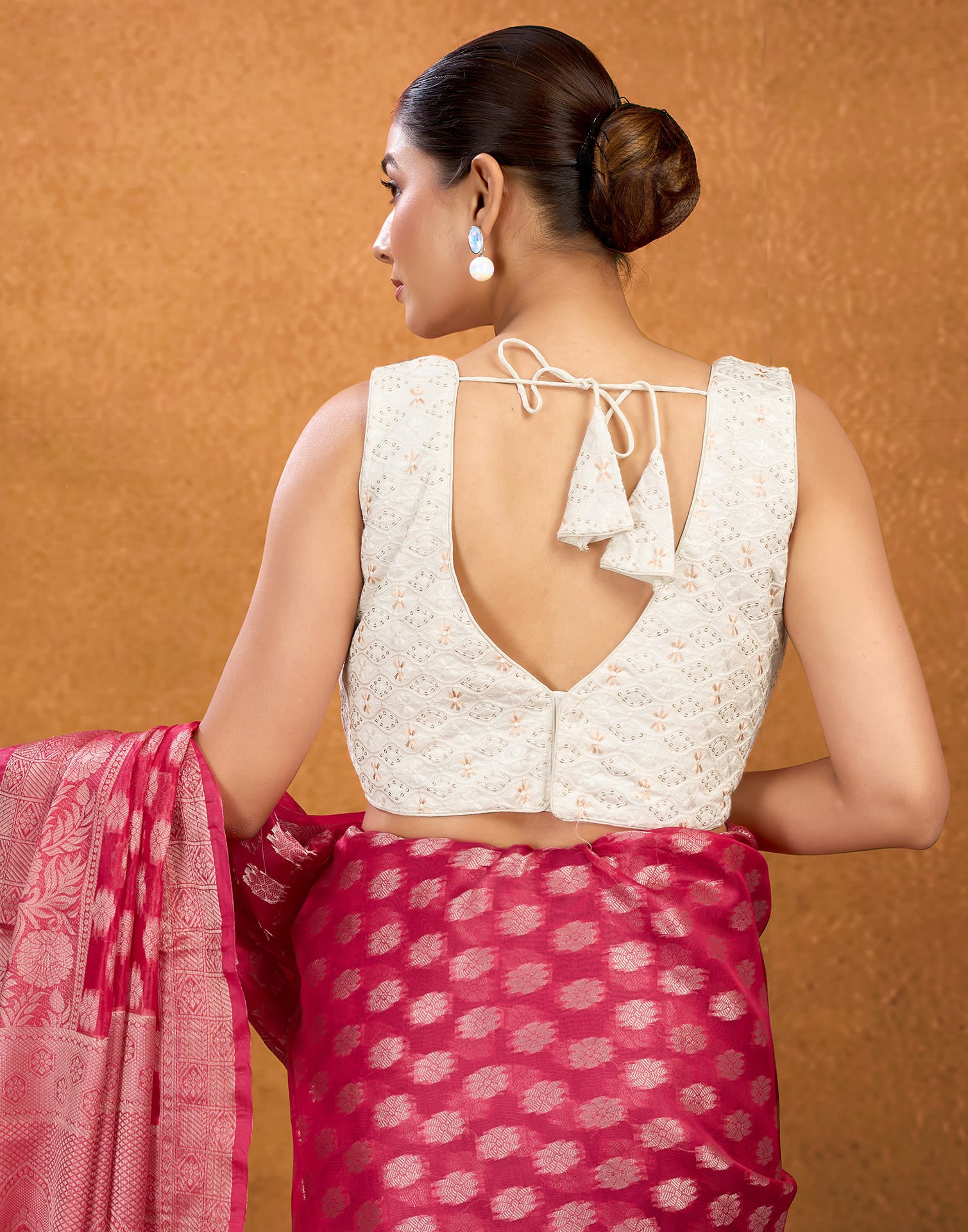 White Silk Sequence Blouse