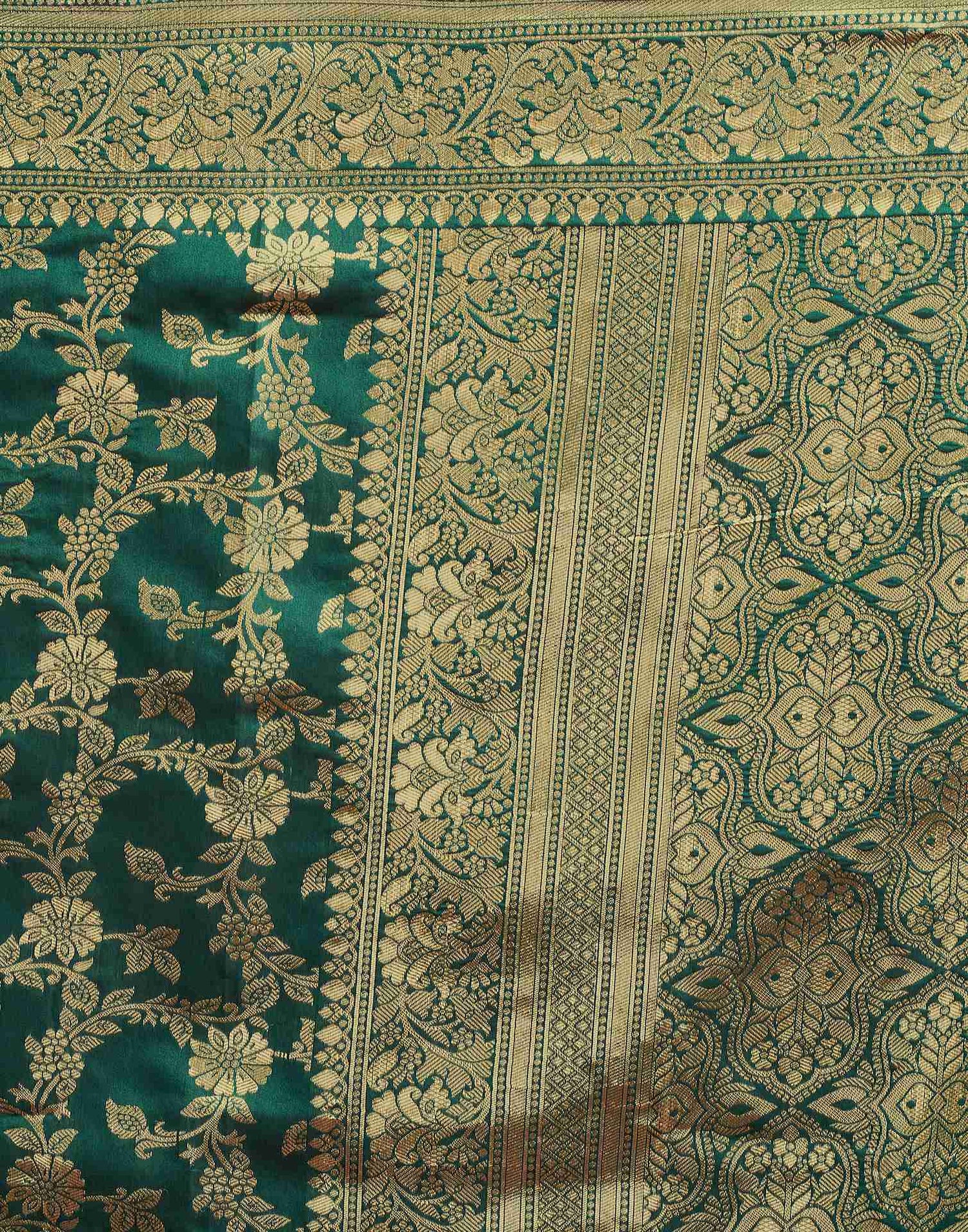 Dark Green Silk Woven Banarasi Saree
