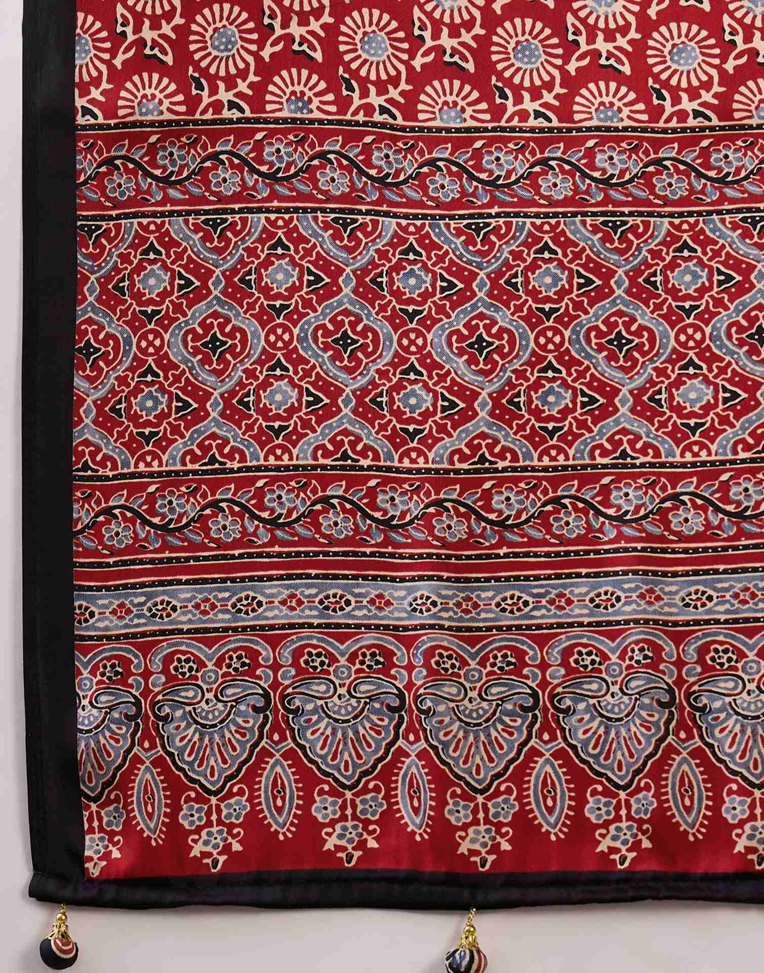 Black Satin Printed Saree