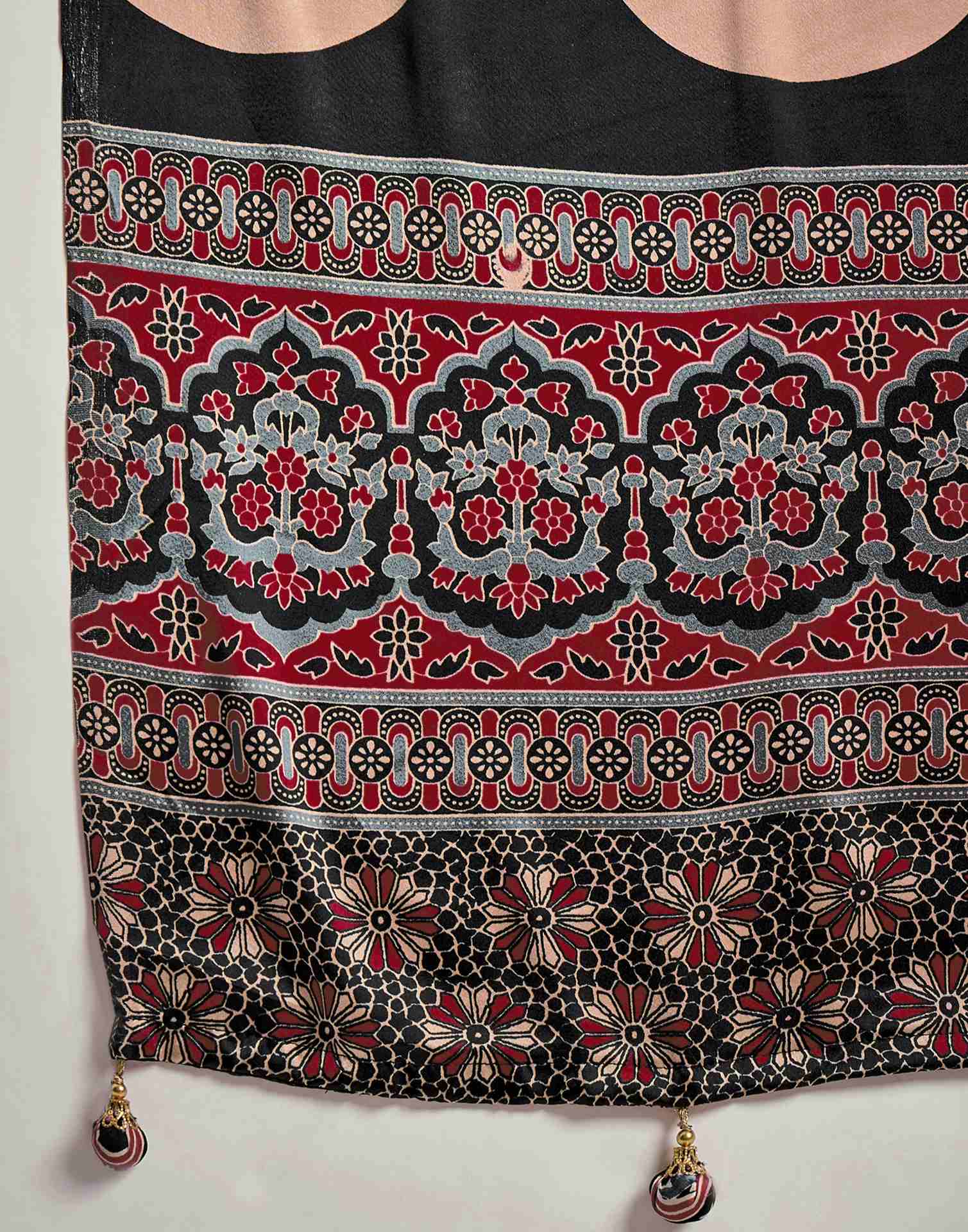 Maroon Satin Printed Saree