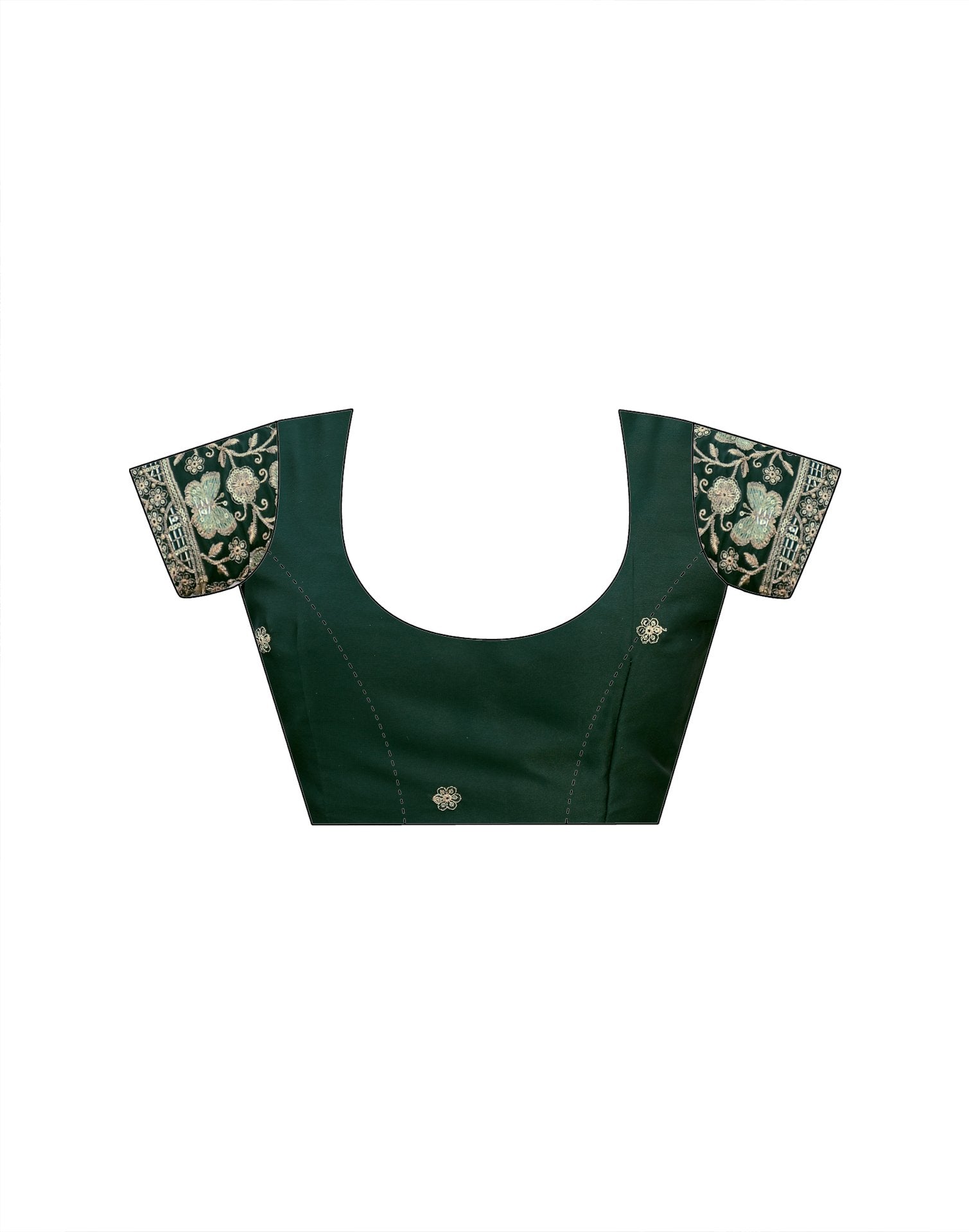 Bottle Green Silk Sequence Embroidery Lace Saree