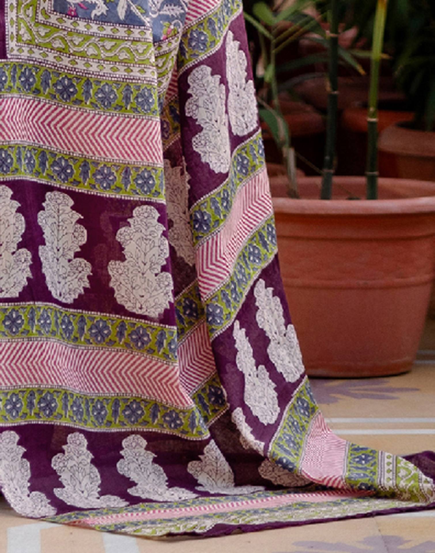 Ready To Wear Blue Cotton Printed Saree